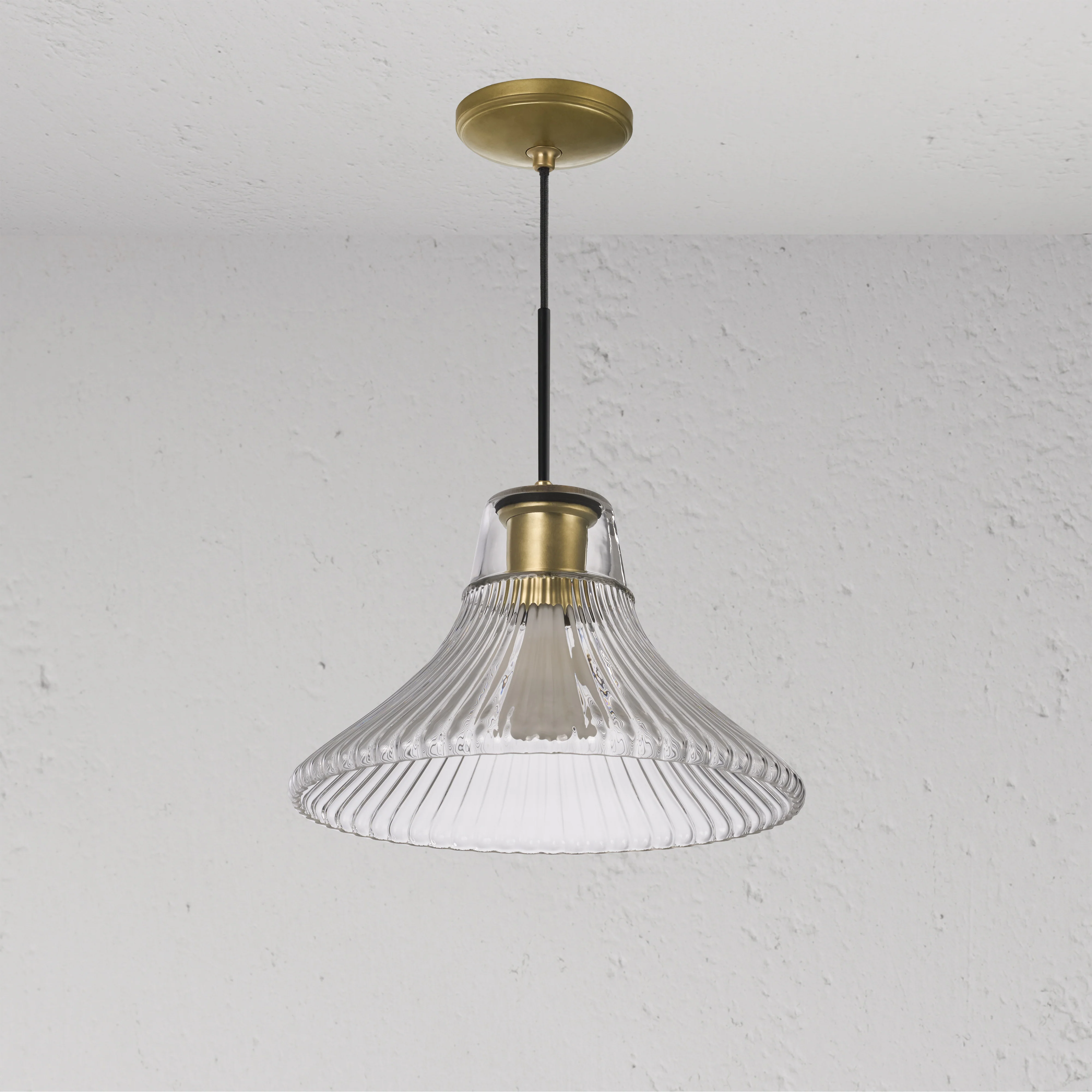 Hammersmith Medium Pendant Light Fluted Glass - Antique Brass - Image 2