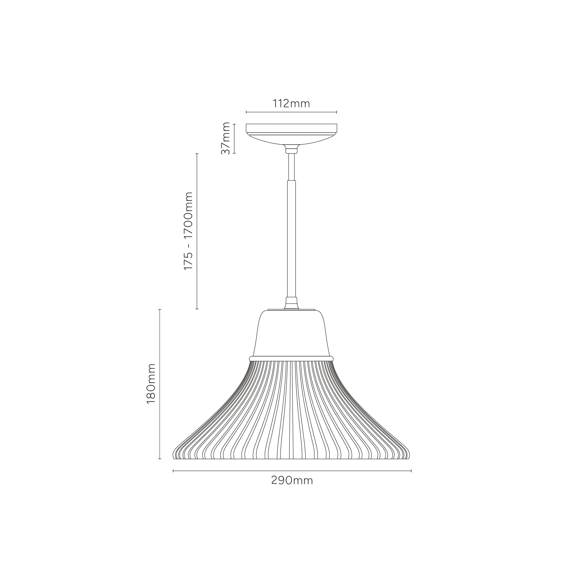 Hammersmith Medium Pendant Light Fluted Glass - Bronze - Image 4