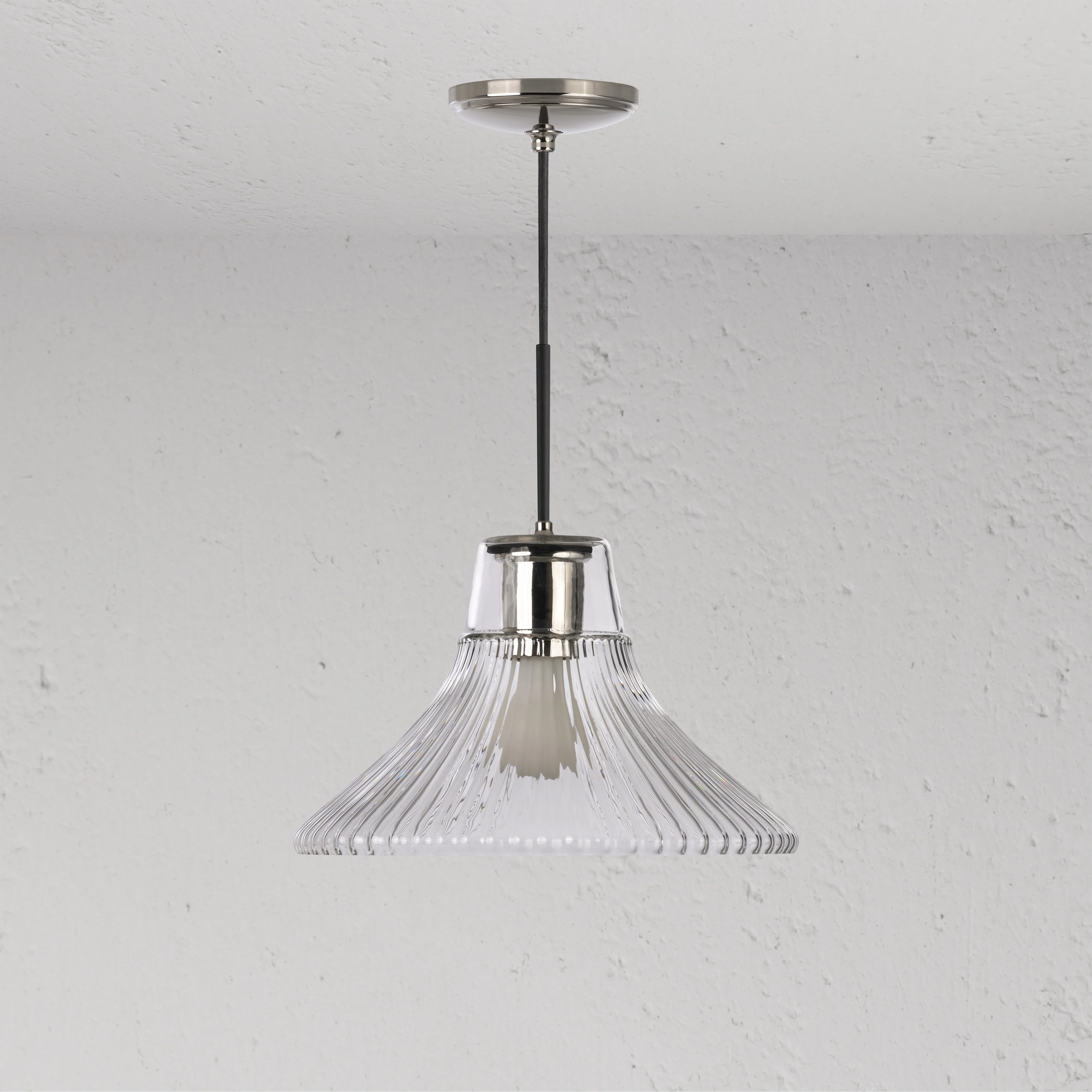 Hammersmith Medium Pendant Light Fluted Glass - Polished Nickel