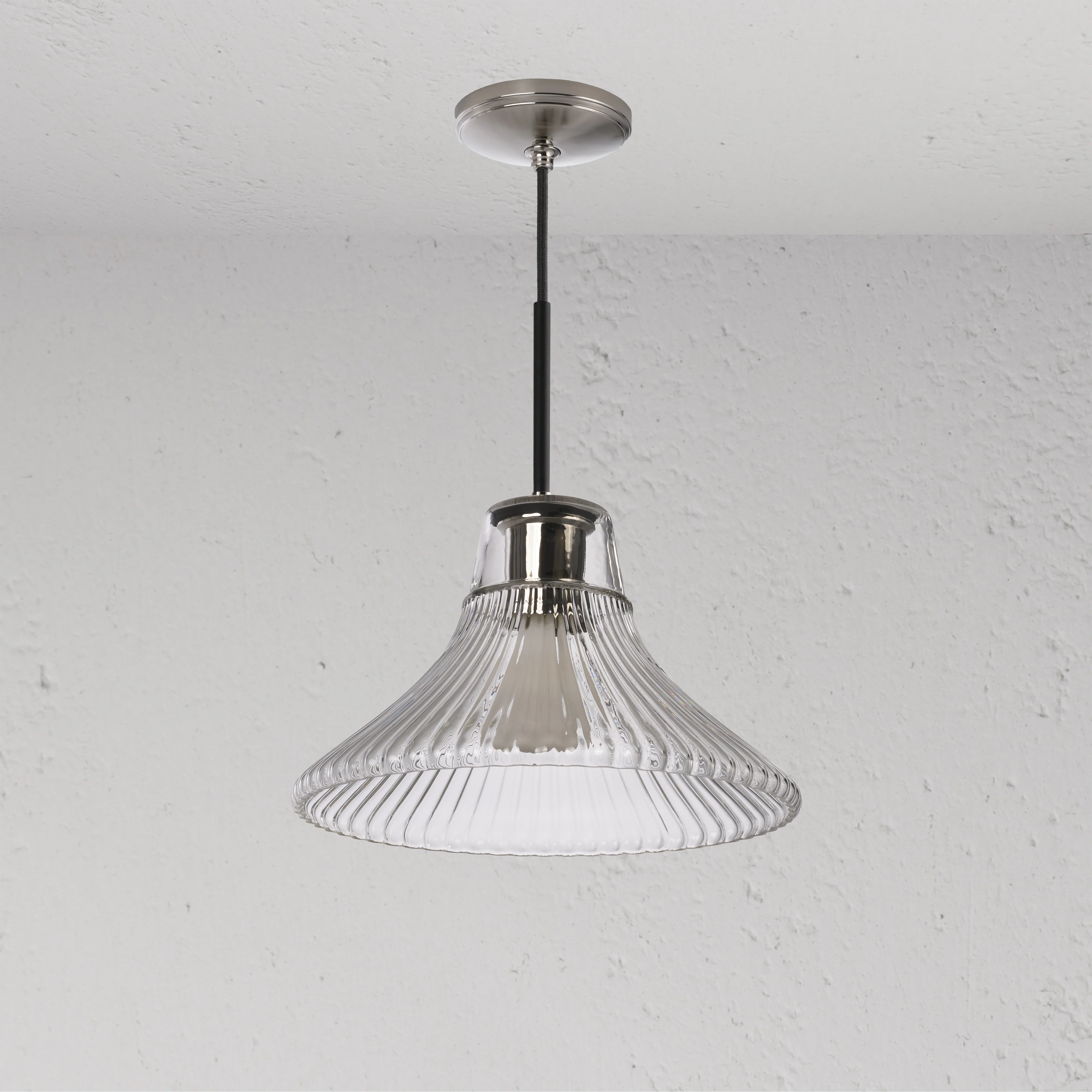 Hammersmith Medium Pendant Light Fluted Glass - Polished Nickel - Image 2