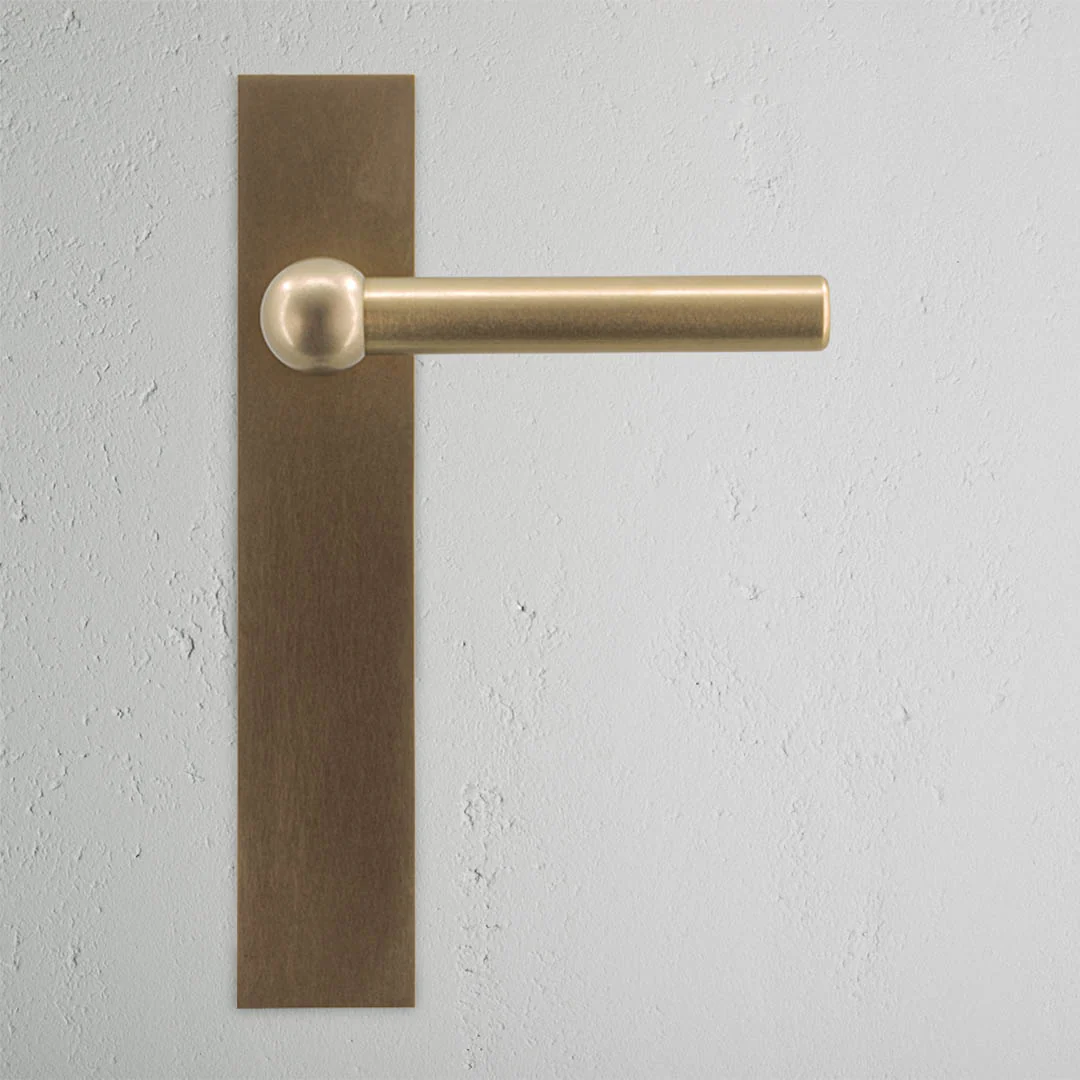 Harper Long Plate Fixed Door Handle - Antique Brass - Image 2