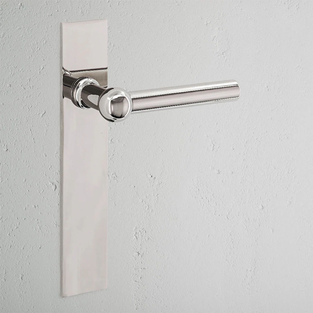 Harper Long Plate Fixed Door Handle - Polished Nickel