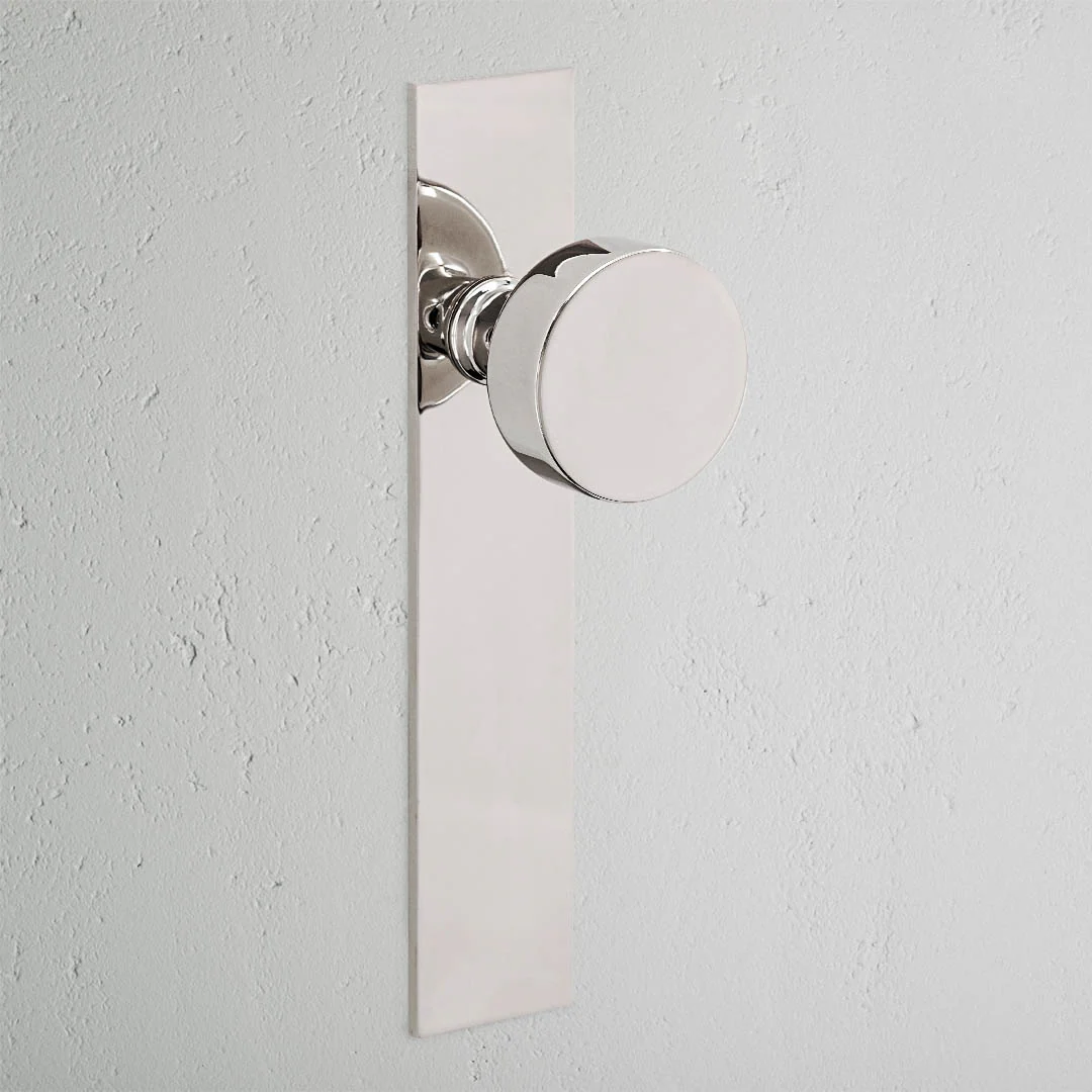 Harper Long Plate Sprung Door Handle - Polished Nickel