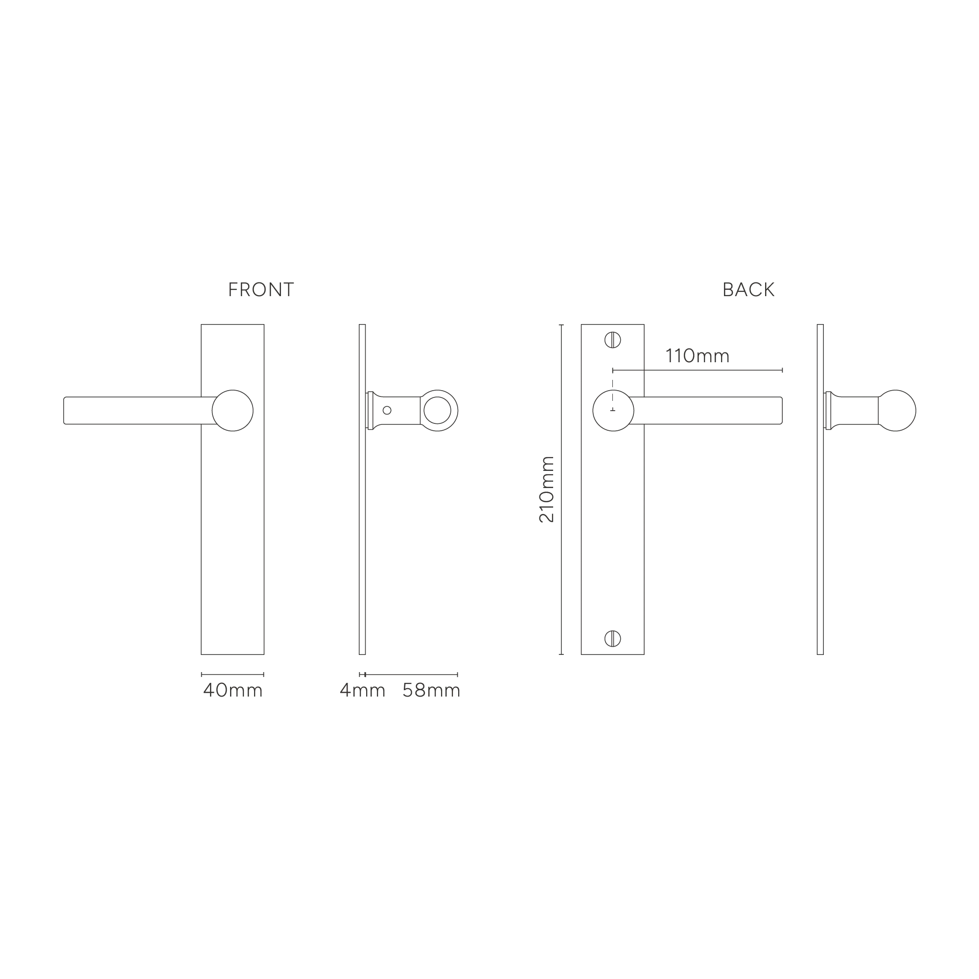 Harper Long Plate Sprung Door Handle - Polished Nickel - Image 3