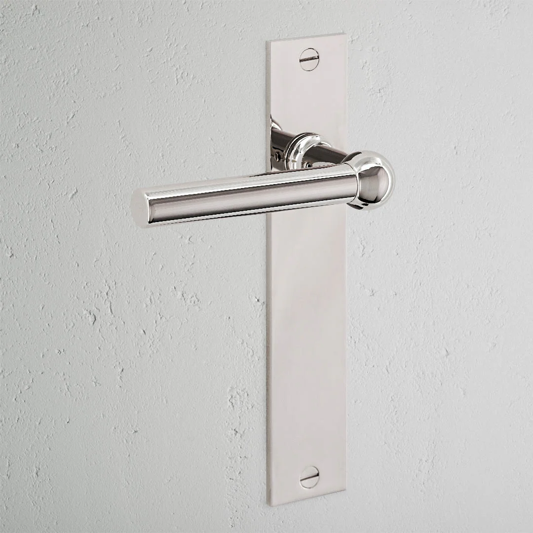Harper Long Plate Sprung Door Handle – Polished Nickel - Image 2
