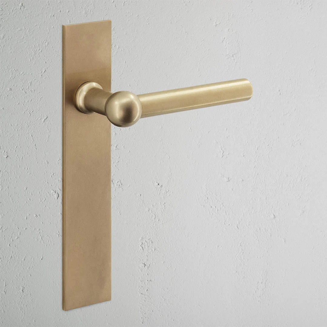 Harper Long Plate Unsprung Door Handle - Antique Brass
