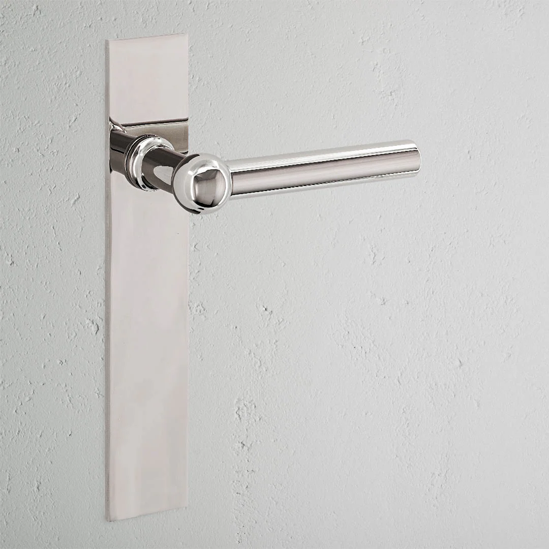 Harper Long Plate Unsprung Door Handle - Polished Nickel