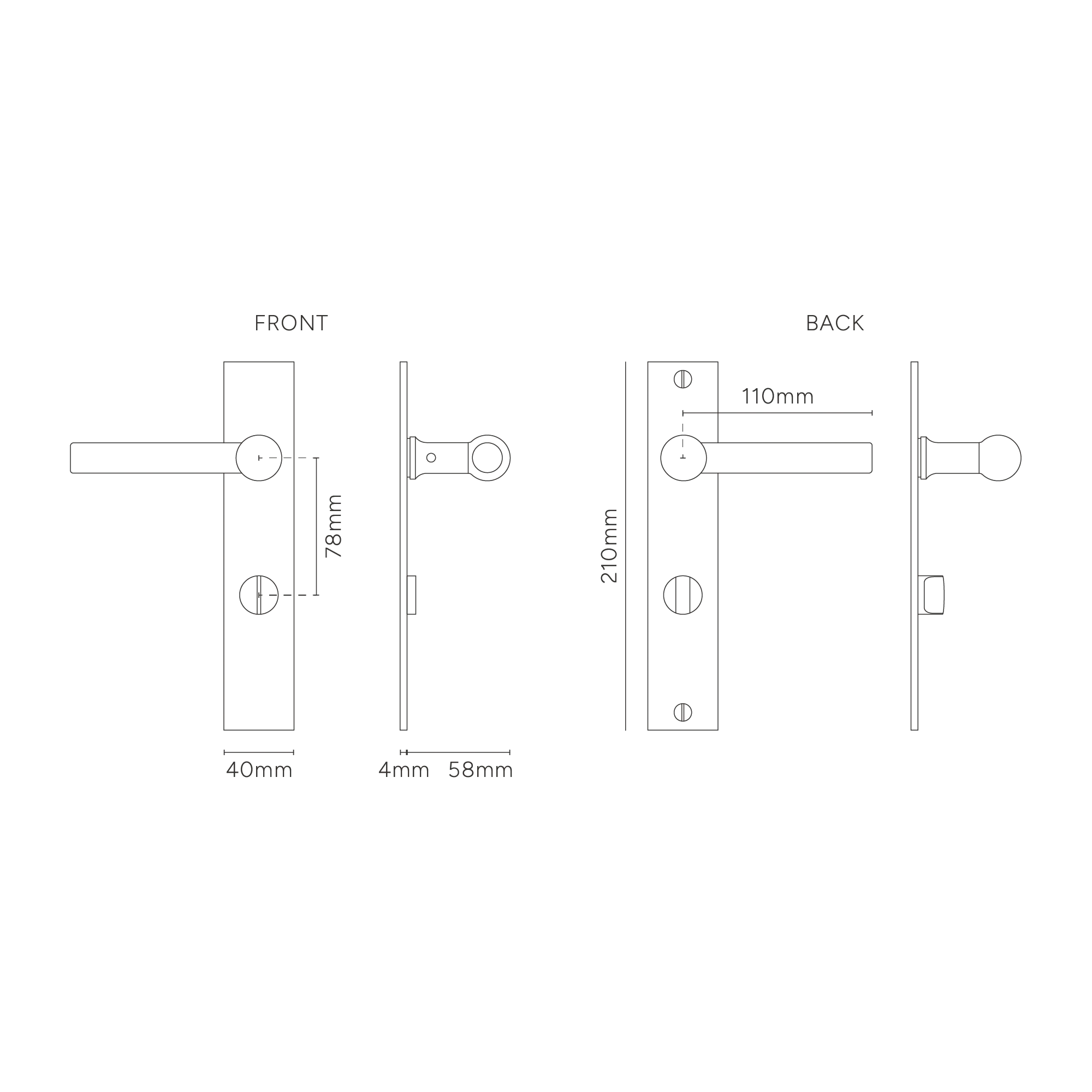 Harper Long Plate Unsprung Door Handle & Thumbturn – Antique Brass - Image 3