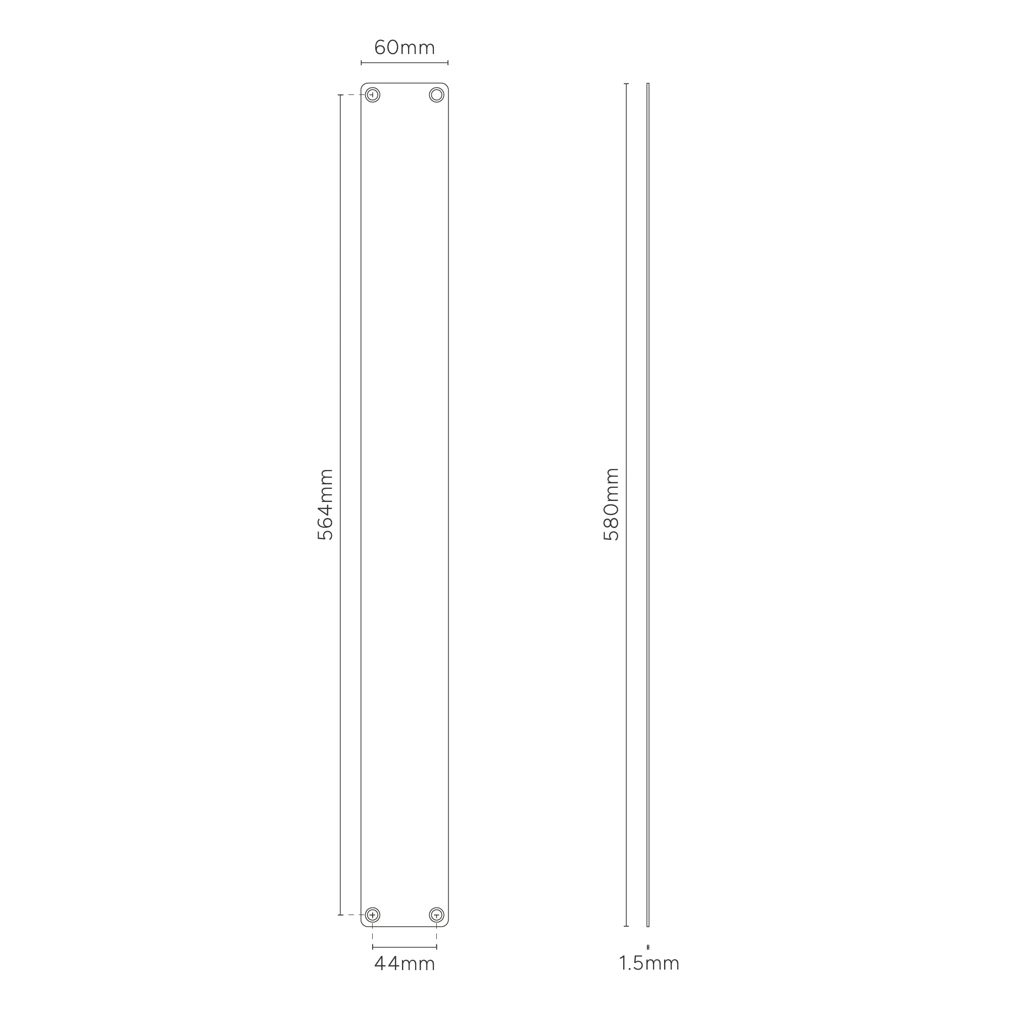 Harper Push Plate 580mm - Bronze - Image 2