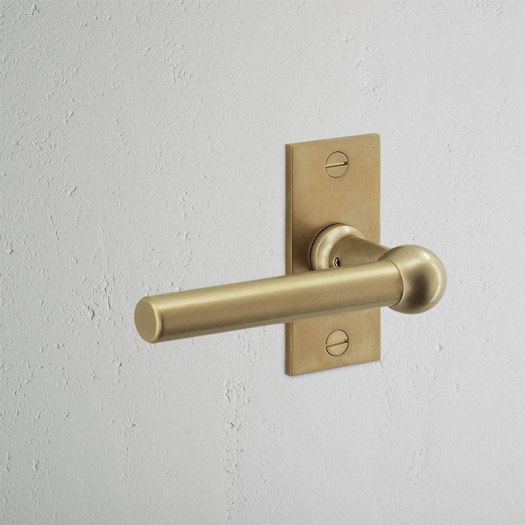 Harper Short Plate Fixed Door Handle – Antique Brass - Image 2