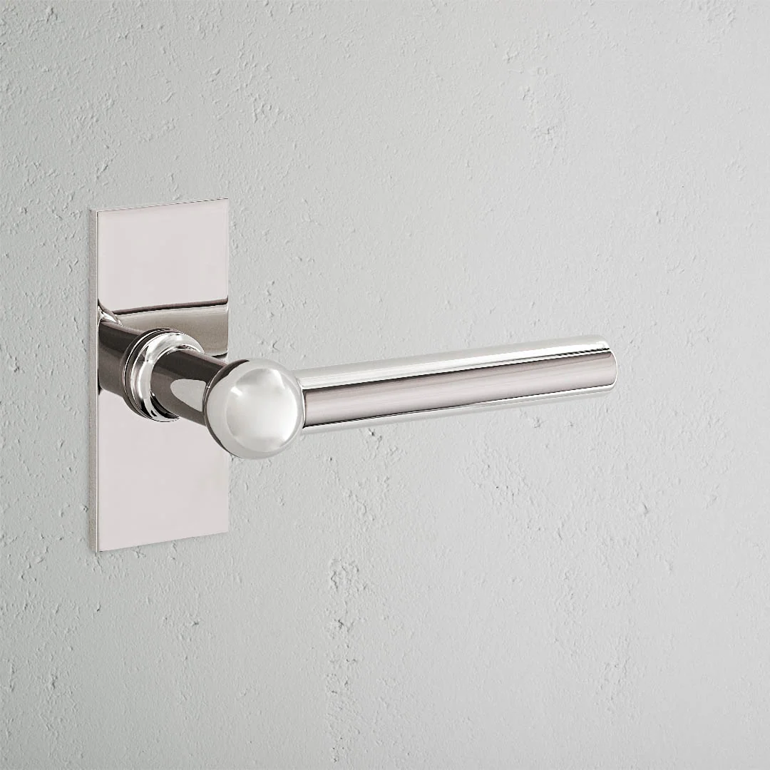 Harper Short Plate Fixed Door Handle - Polished Nickel