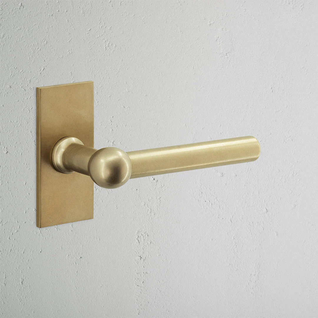 Harper Short Plate Sprung Door Handle - Antique Brass