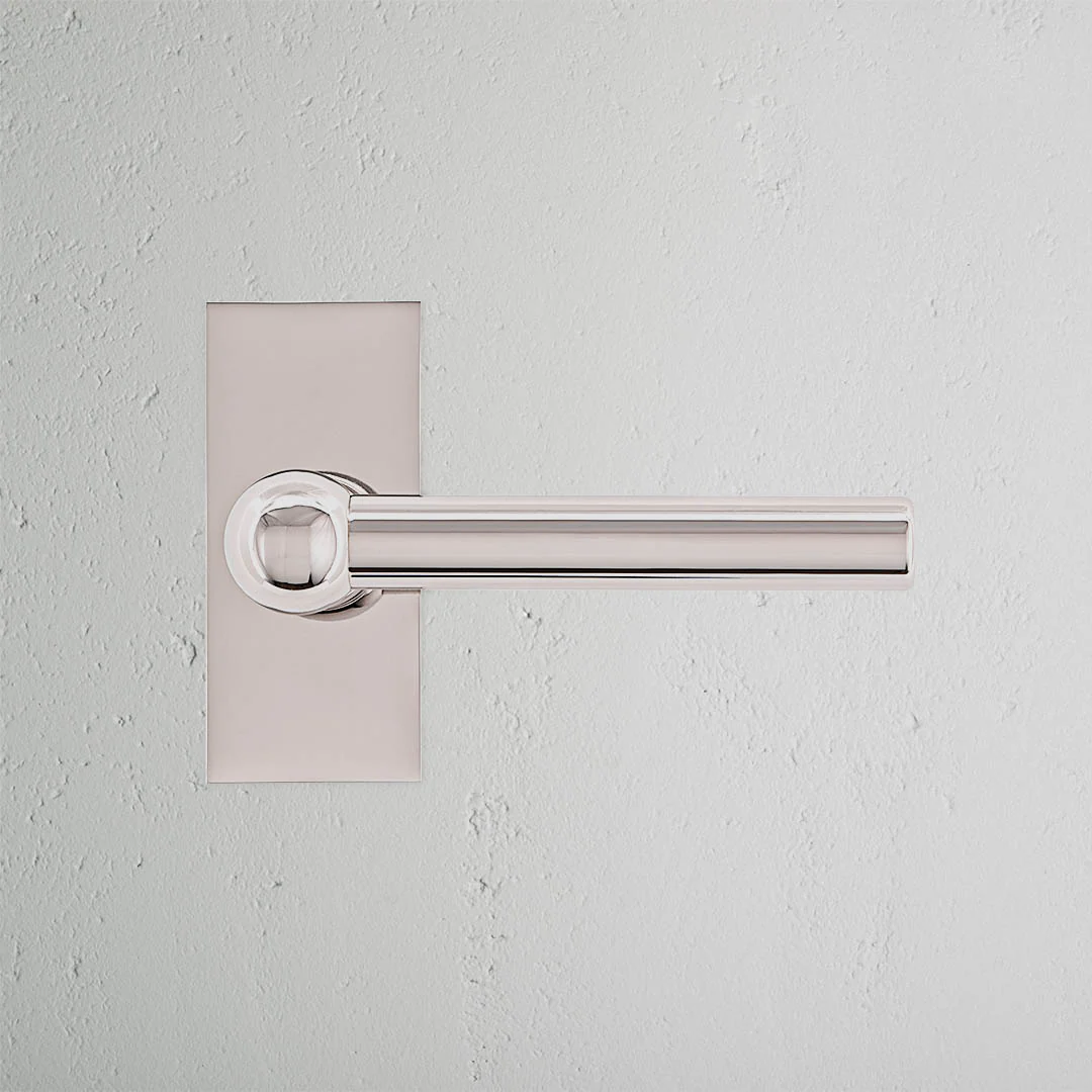 Harper Short Plate Unsprung Door Handle - Polished Nickel - Image 2