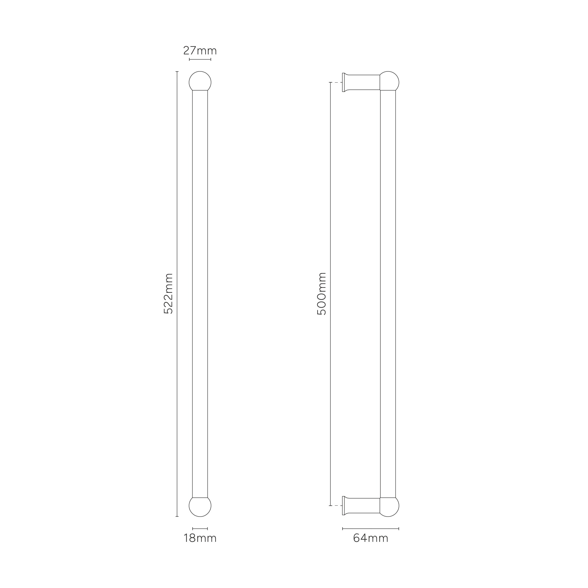 Harper Single Pull Handle 500mm - Bronze - Image 4