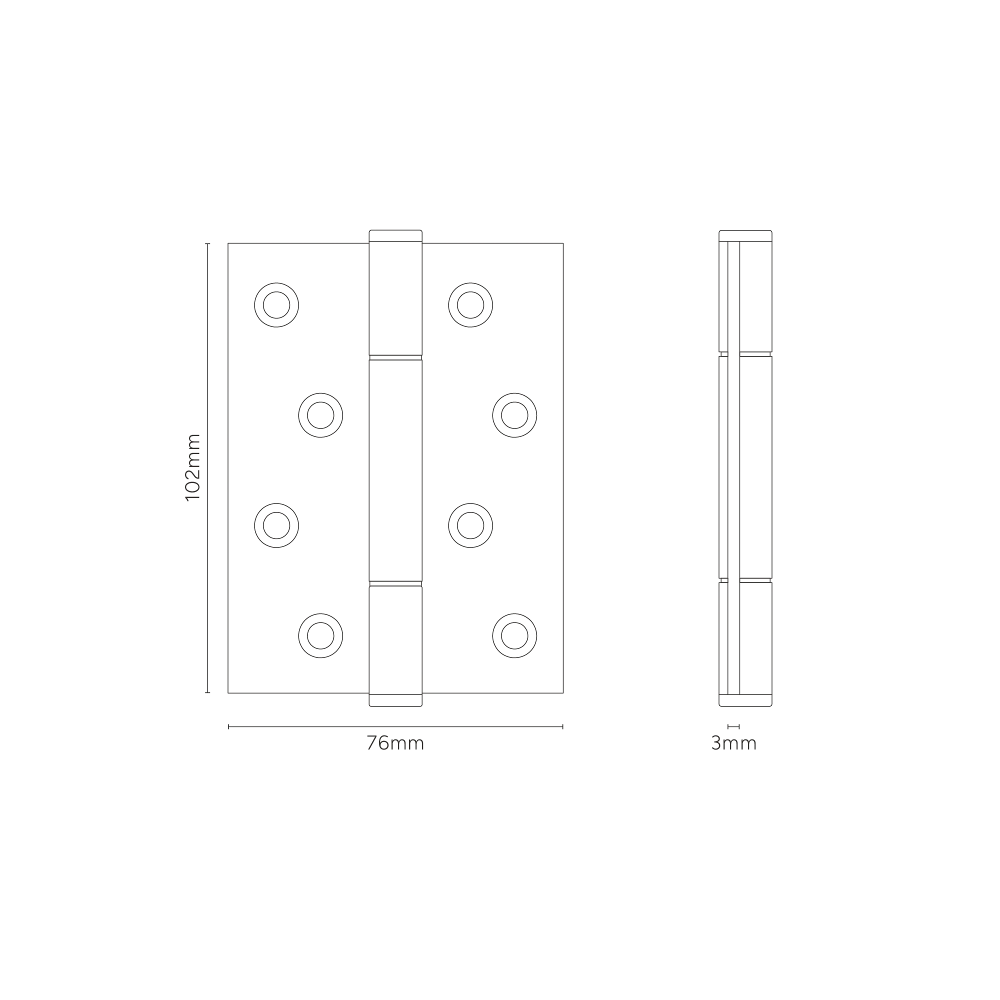 Hazel Brass Door Hinge Pair FR60 – Polished Nickel - Image 3
