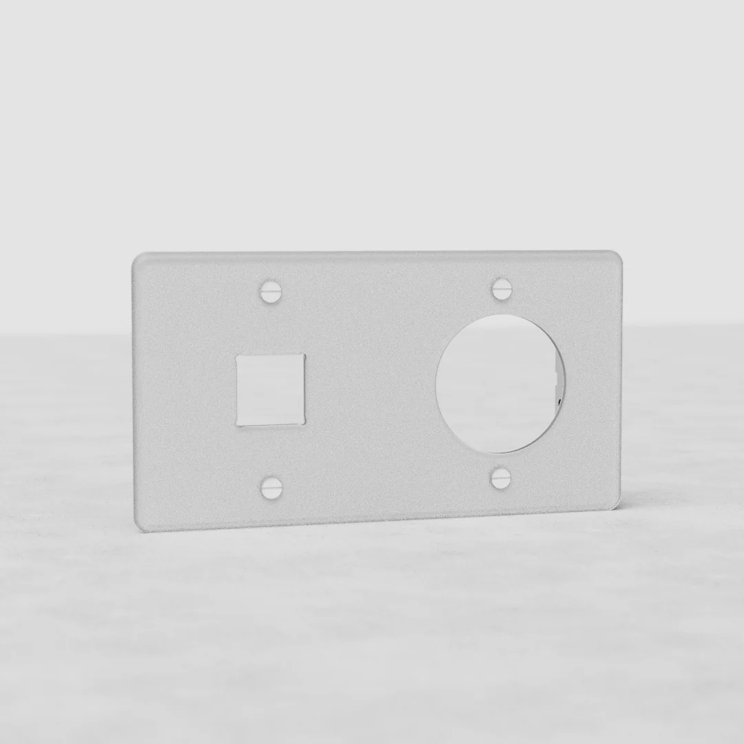 Kew Double 1x Keystone & 1x Socket Plate - Clear | White