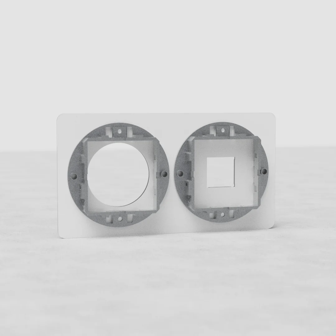 Kew Double 1x Keystone & 1x Socket Plate - Clear | White - Image 2