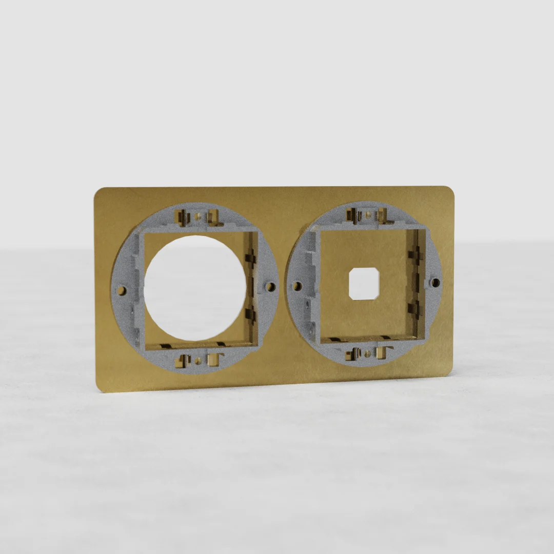 Kew Double 1x Switch & 1x Socket Plate - Antique Brass - Image 2
