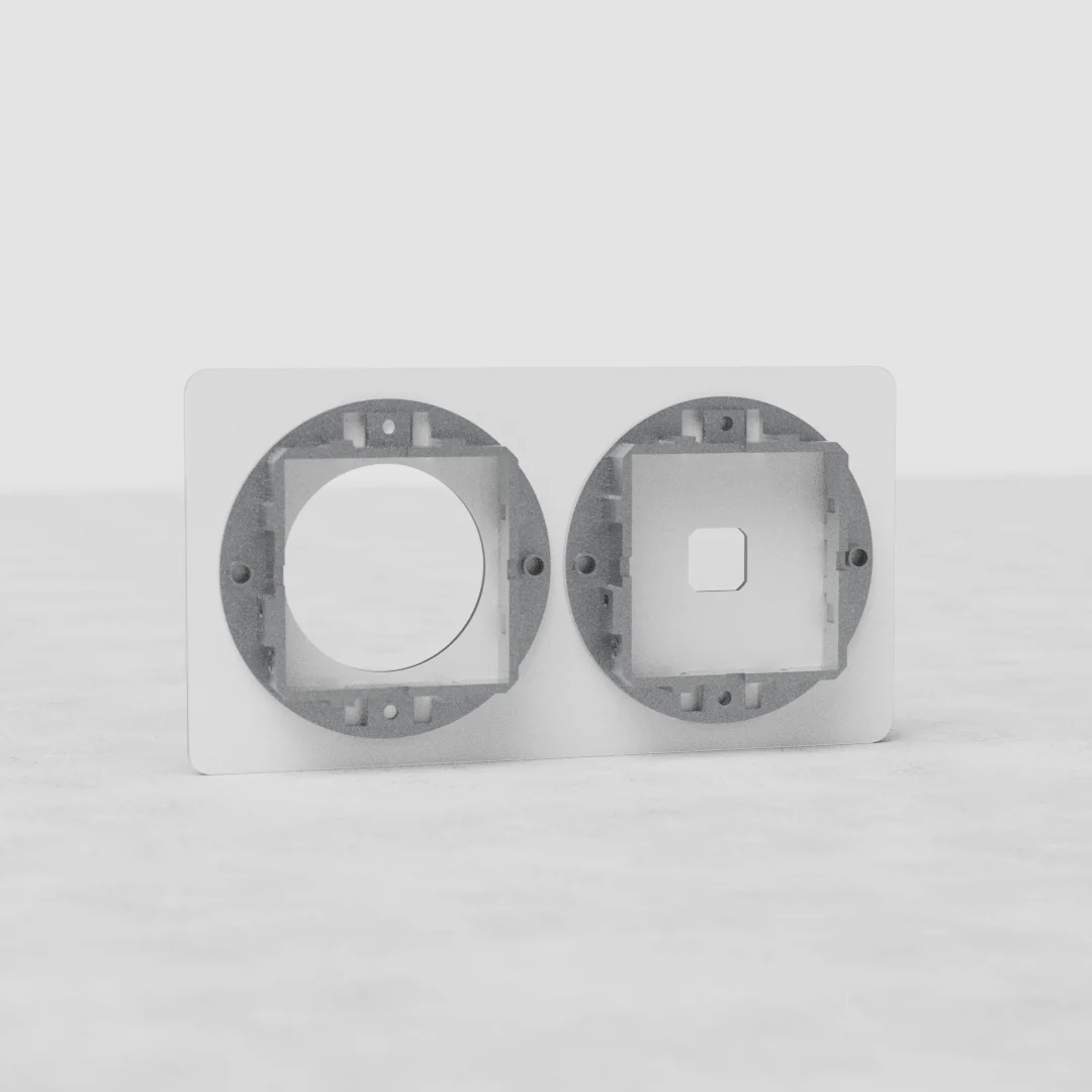 Kew Double 1x Switch & 1x Socket Plate - Clear | White - Image 2