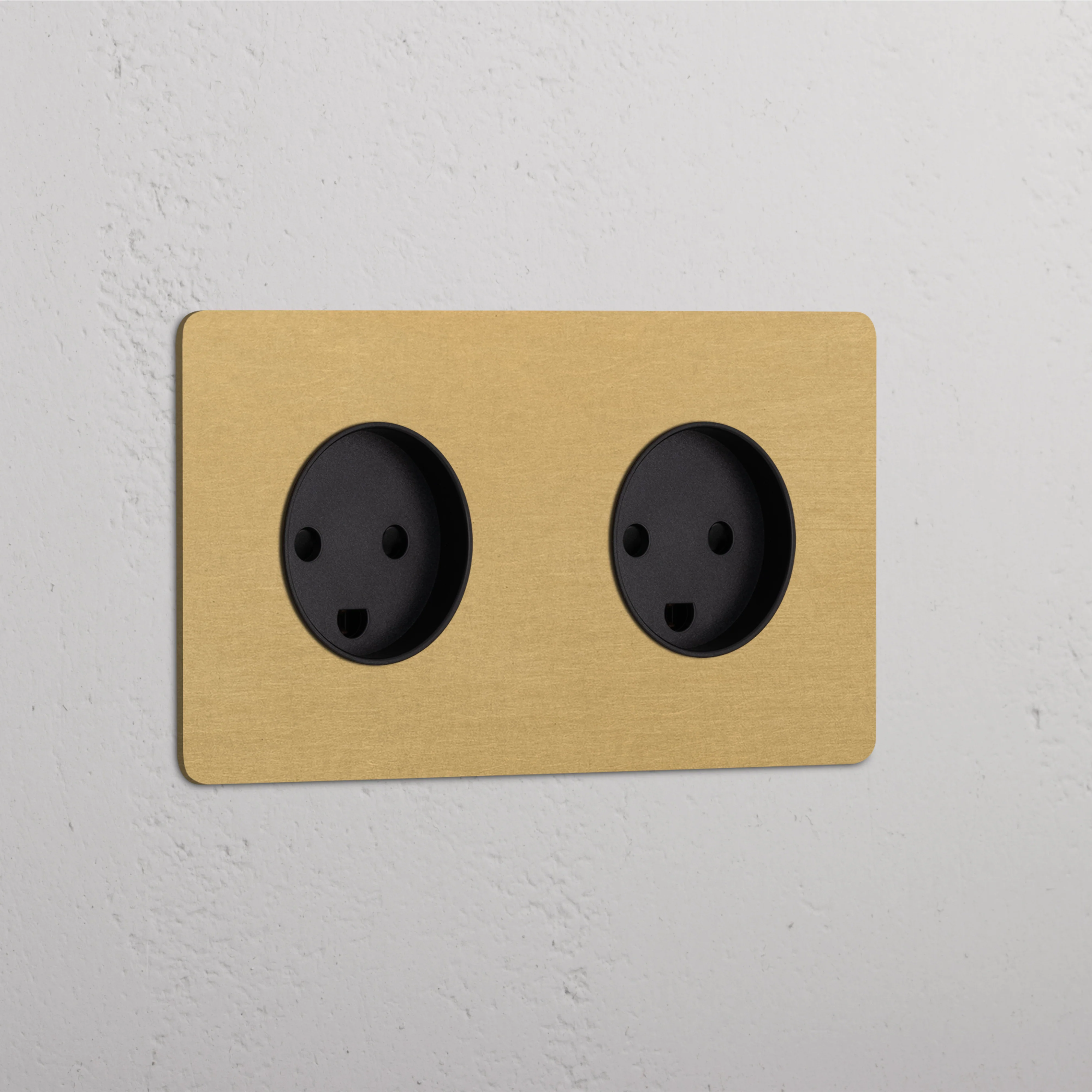 Kew Double 2x Danish Type K Socket - Antique Brass | Black