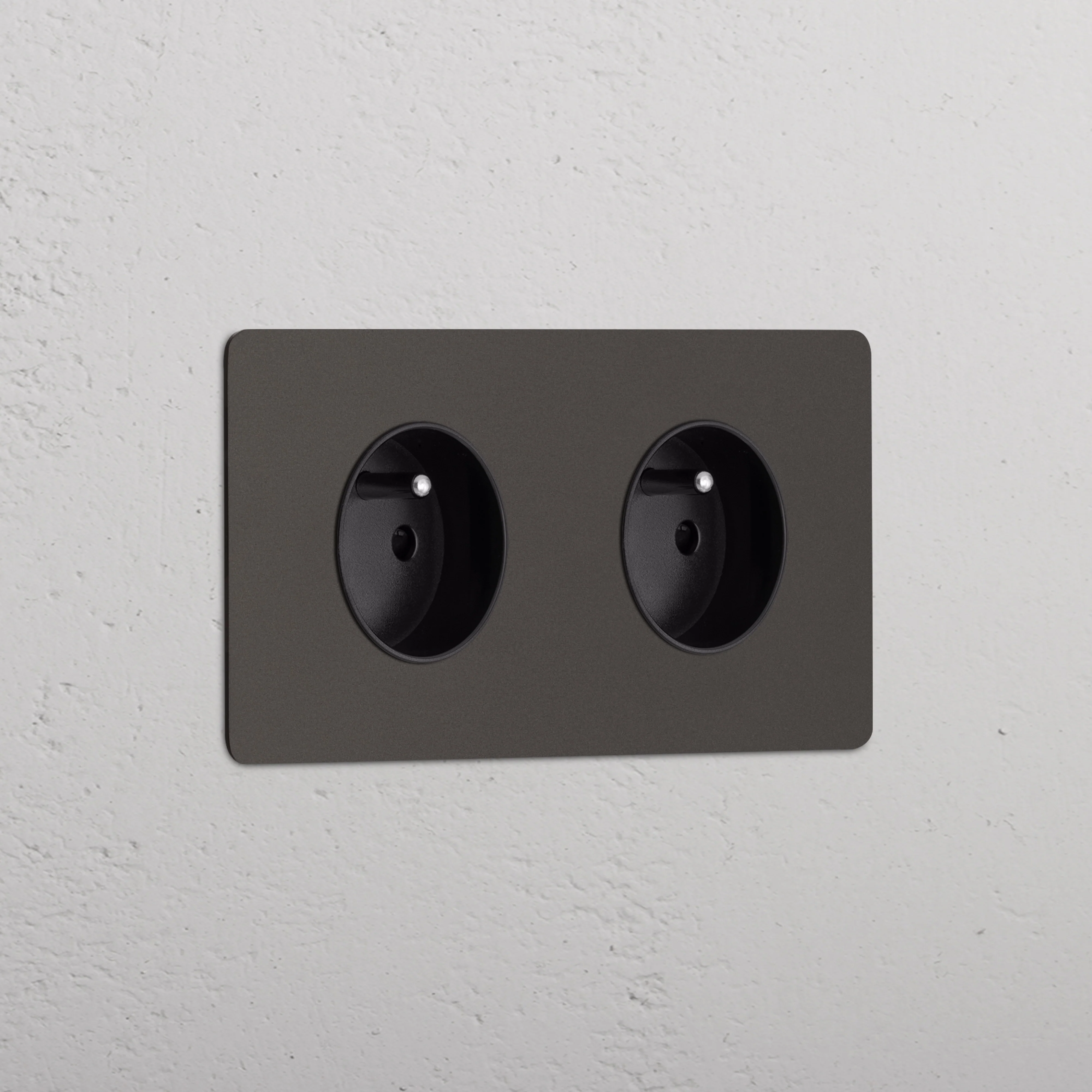 Kew Double 2x French/Belgian Type E Socket - Bronze | Black