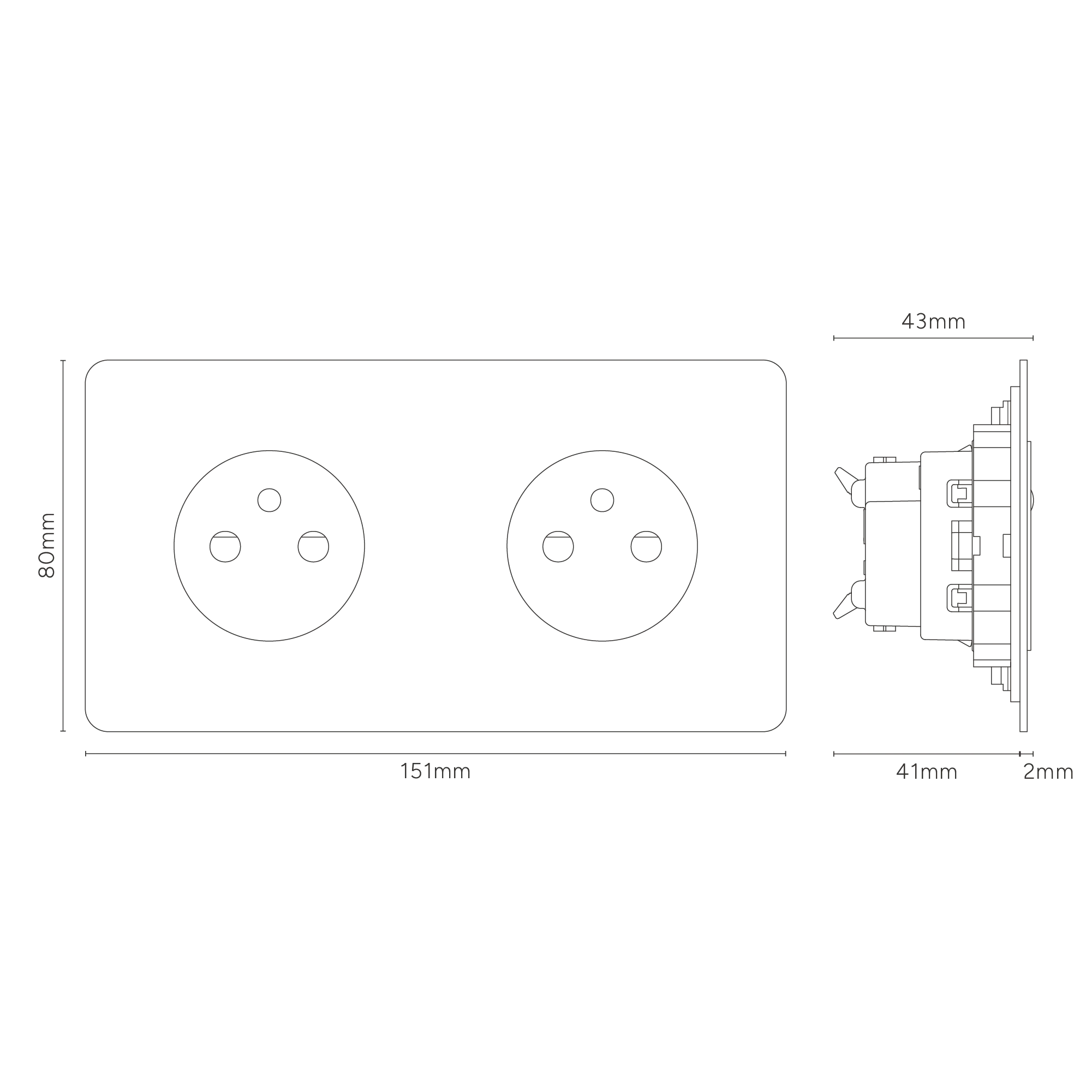 Kew Double 2x French/Belgian Type E Socket - Bronze | Black - Image 4