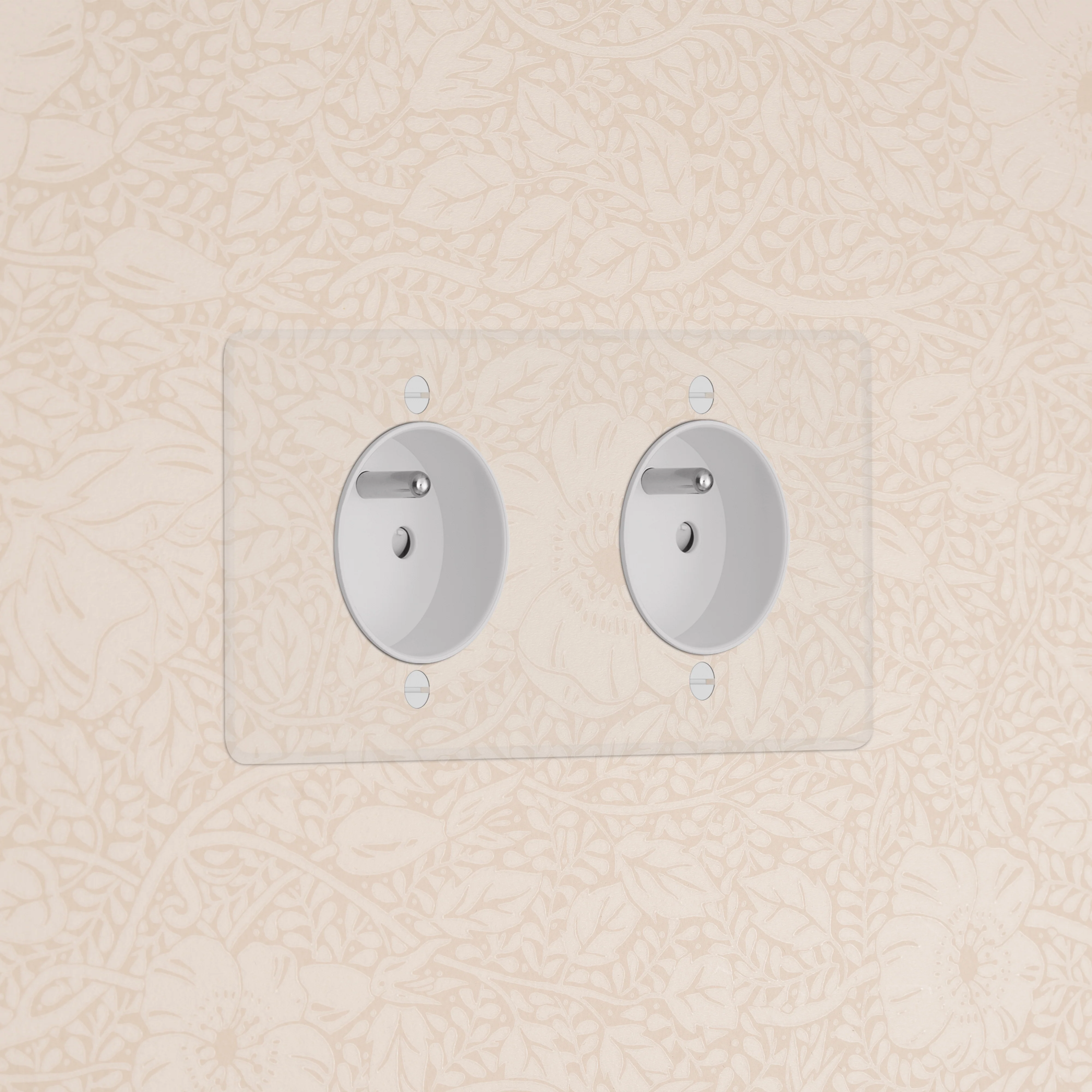 Kew Double 2x French/Belgian Type E Socket - Clear | White