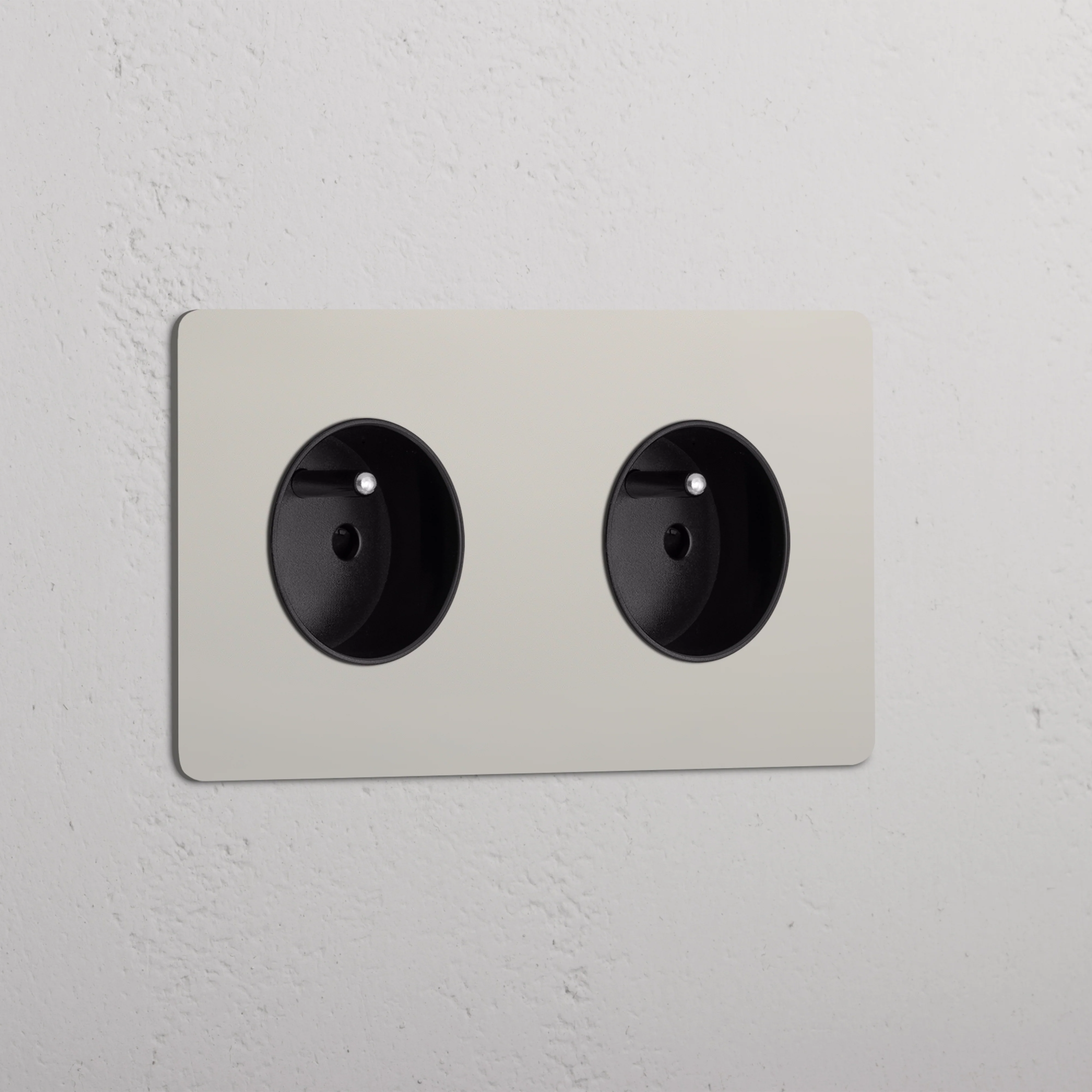 Kew Double 2x French/Belgian Type E Socket - Polished Nickel | Black