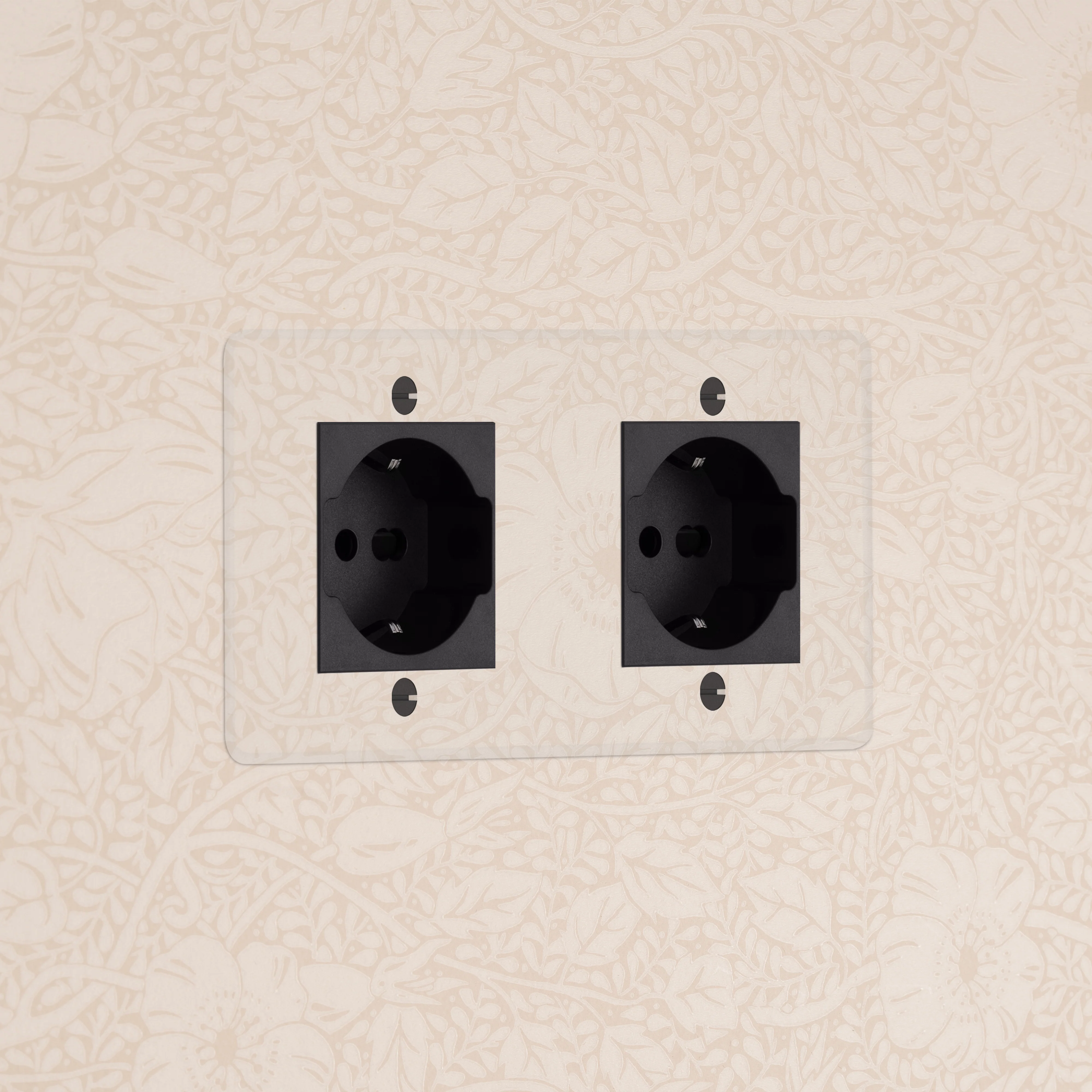 Kew Double 2x Schuko/Bipasso Socket - Clear | Black