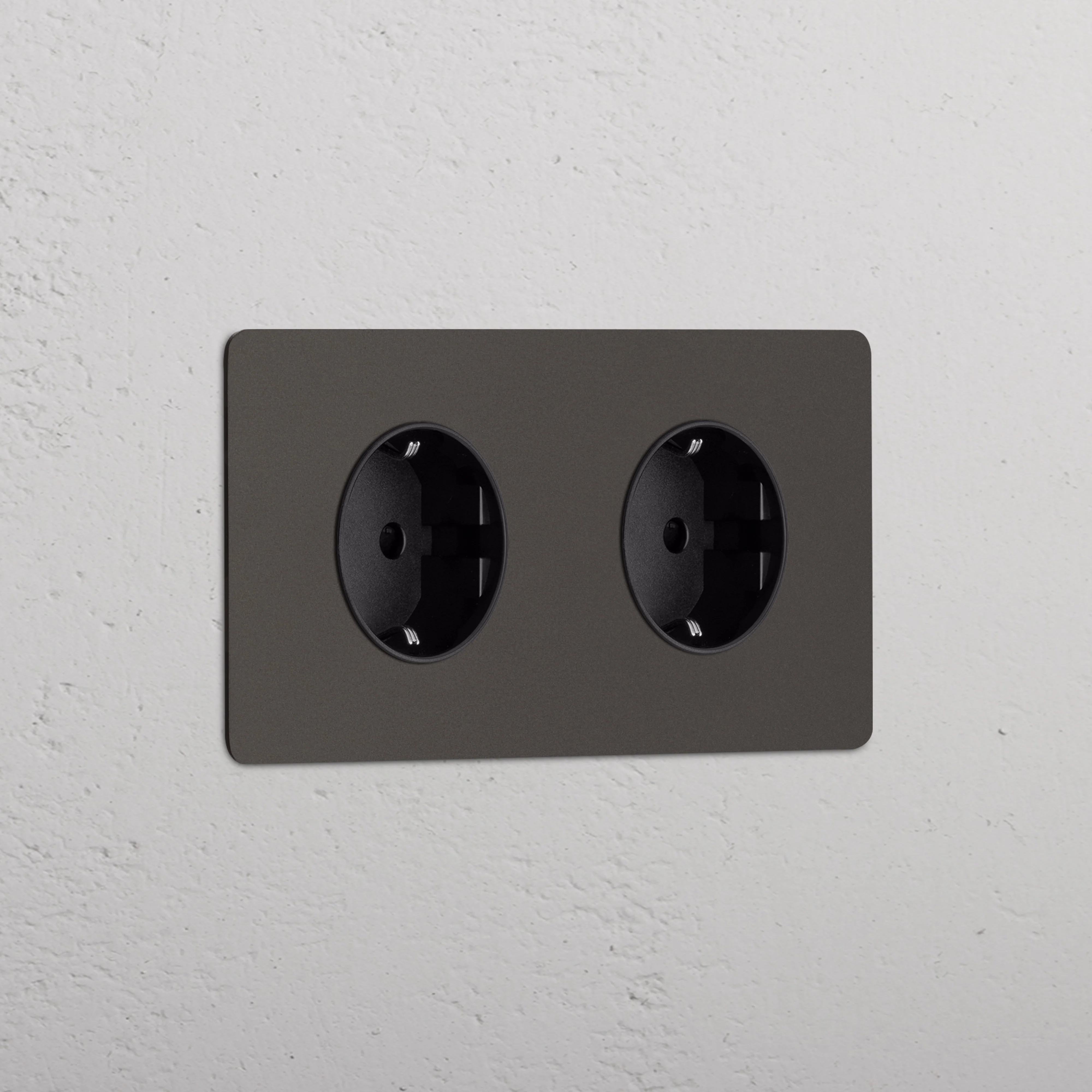 Kew Double 2x Schuko Type F Socket - Bronze | Black
