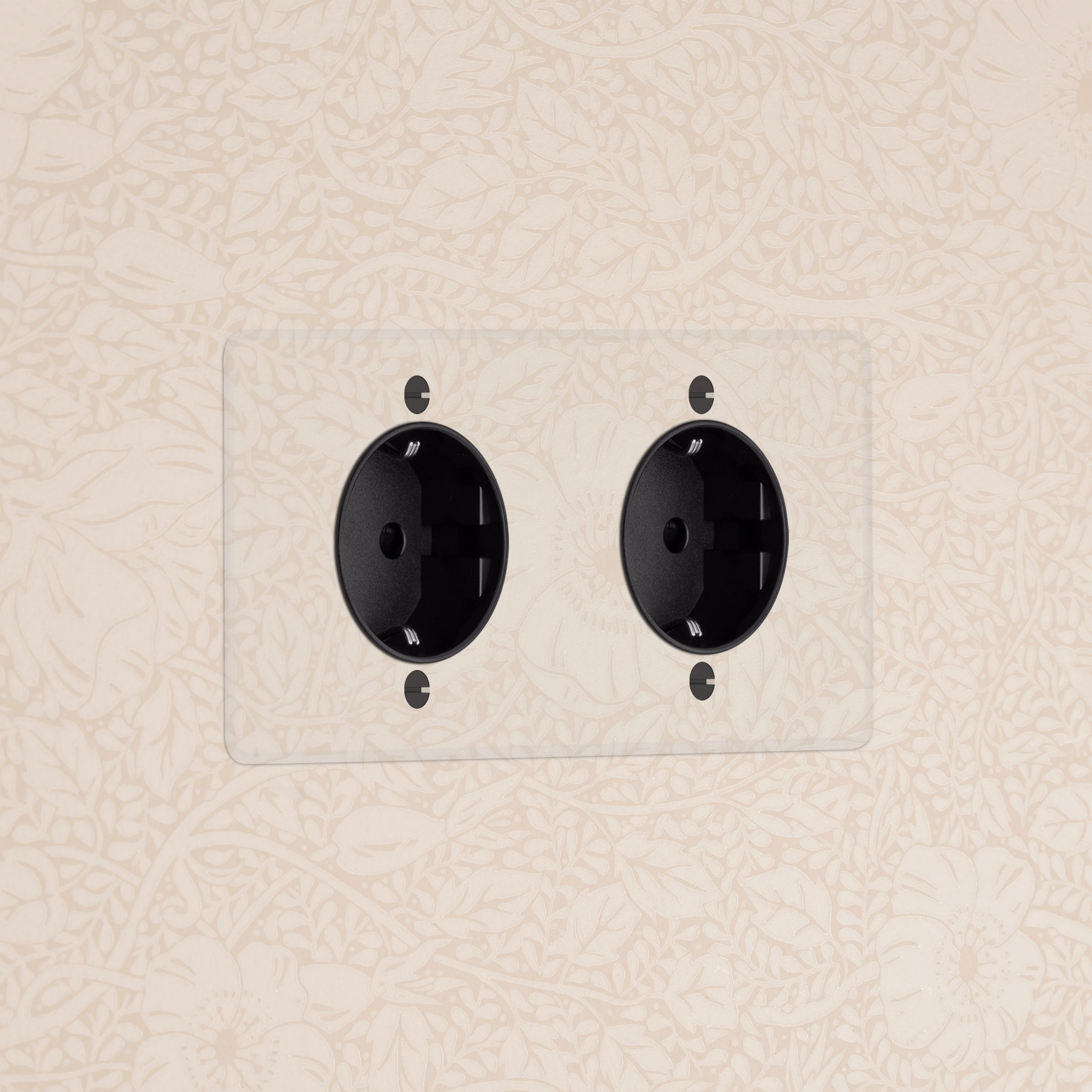Kew Double 2x Schuko Type F Socket - Clear | Black