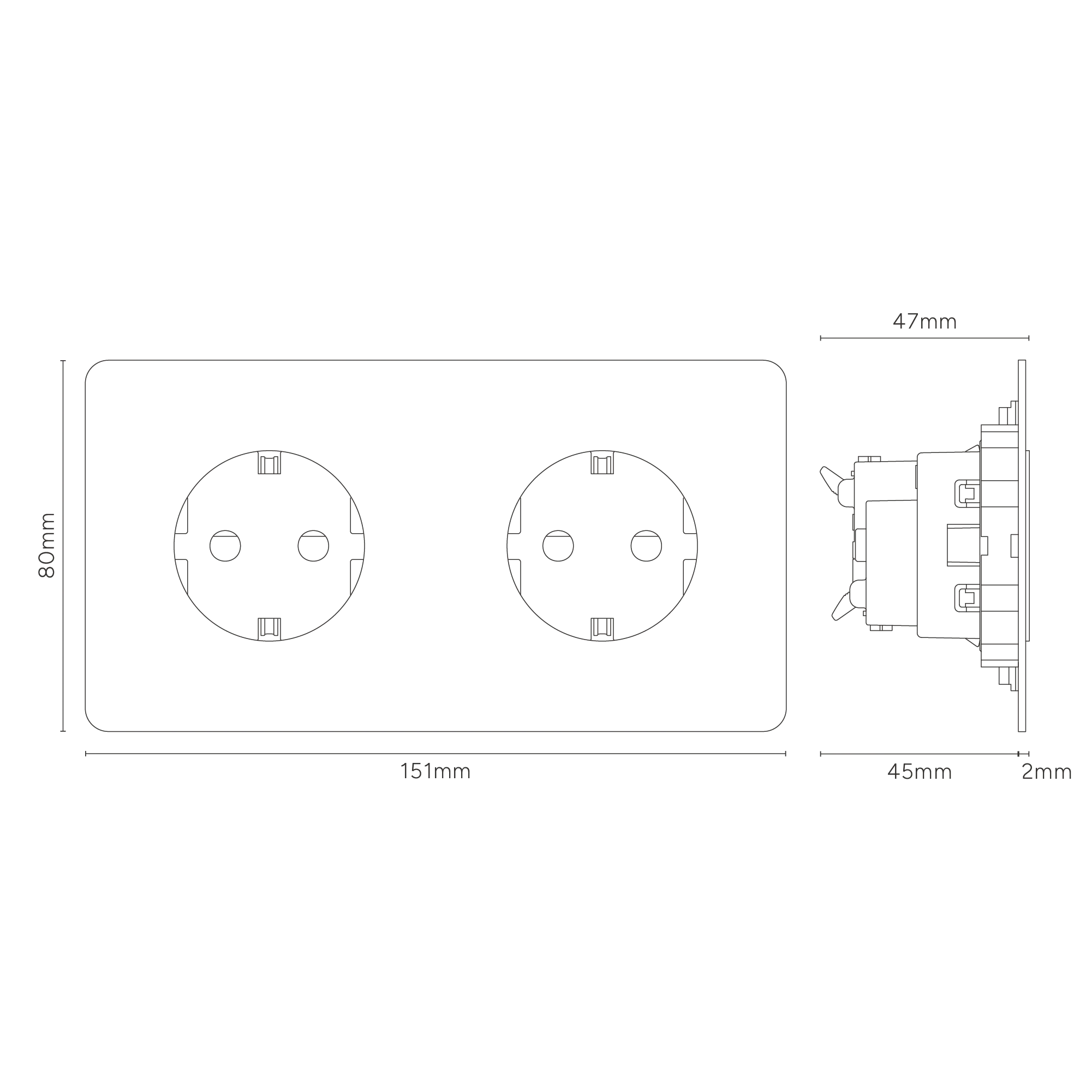 Kew Double 2x Schuko Type F Socket - Polished Nickel | Black - Image 4