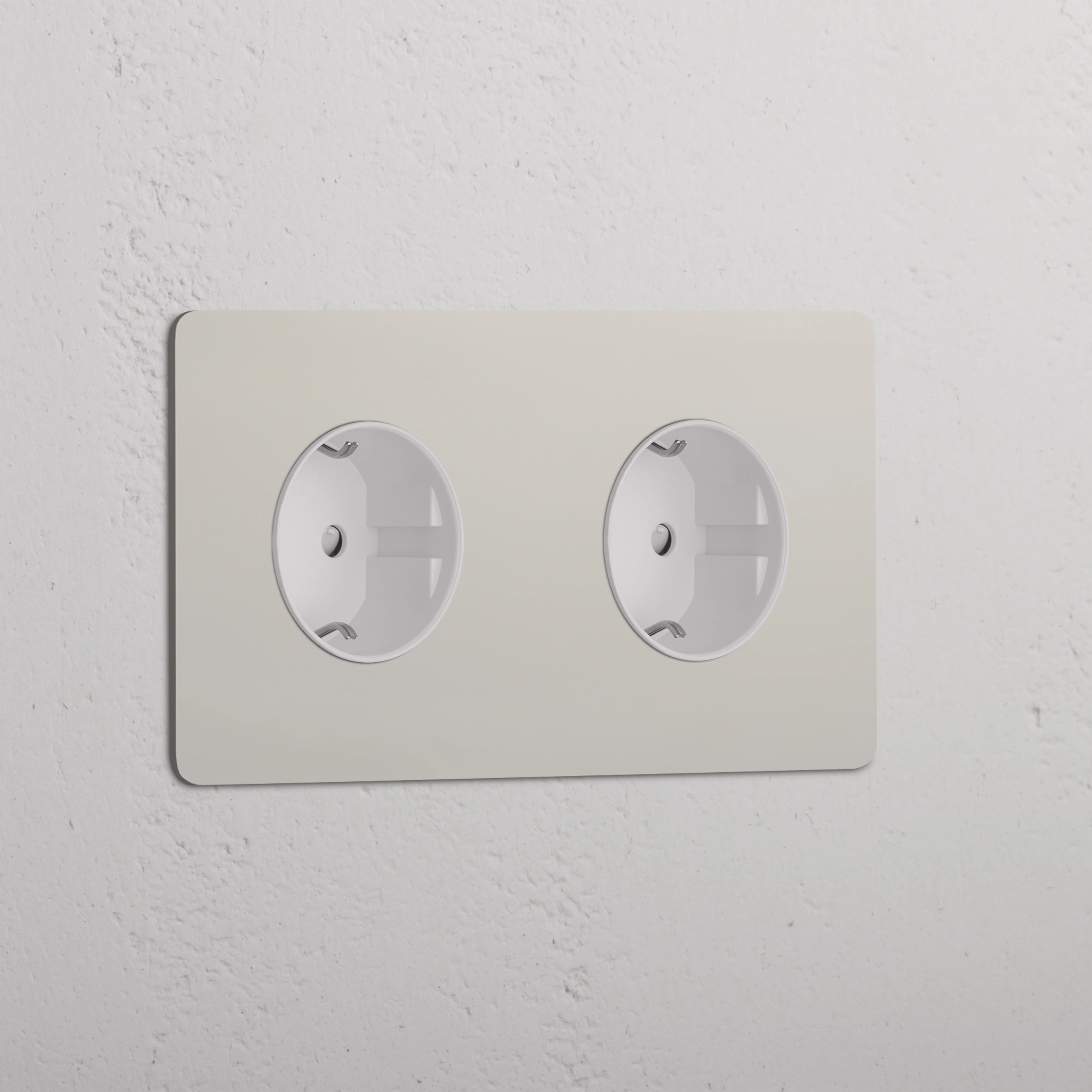 Kew Double 2x Schuko Type F Socket - Polished Nickel | White