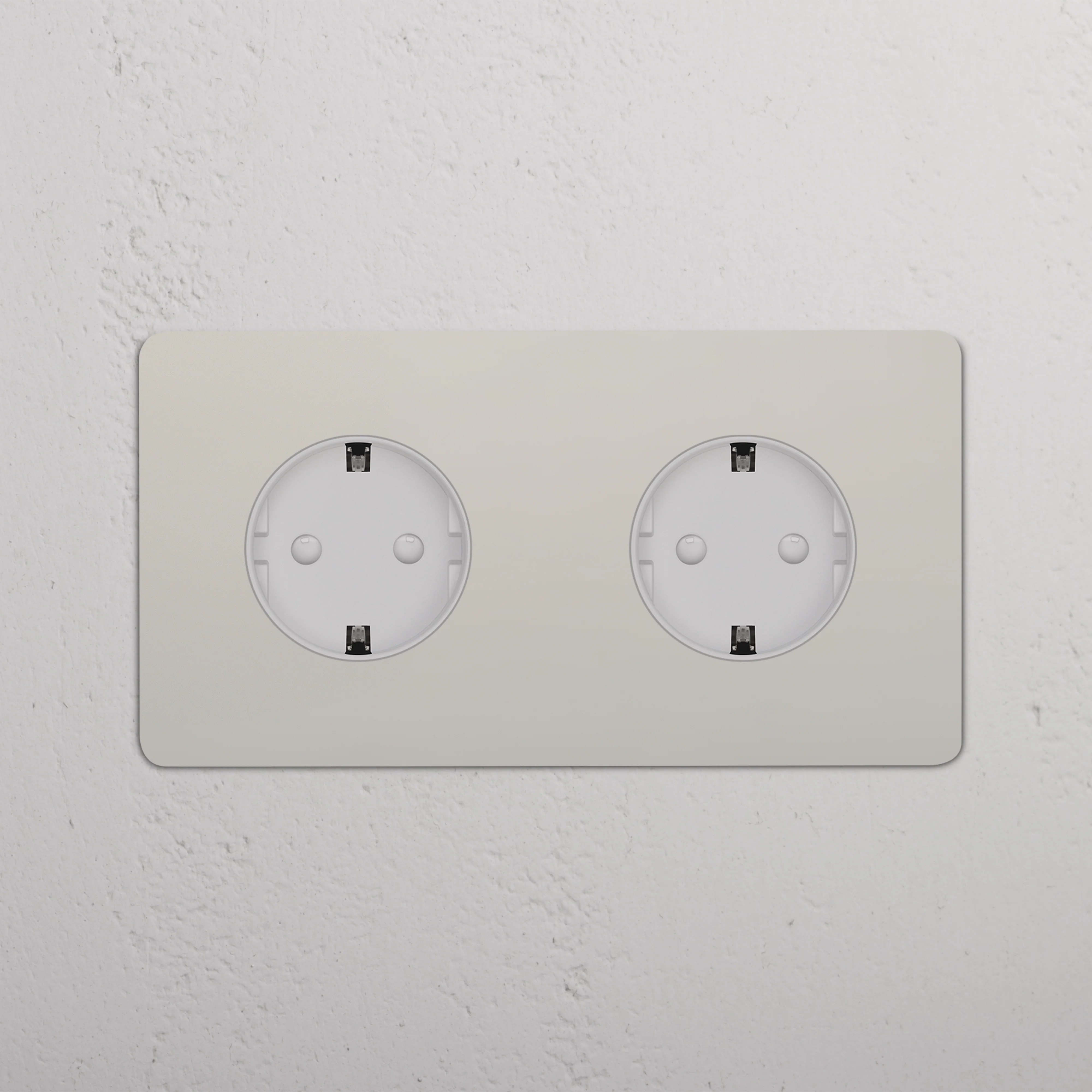 Kew Double 2x Schuko Type F Socket - Polished Nickel | White - Image 2