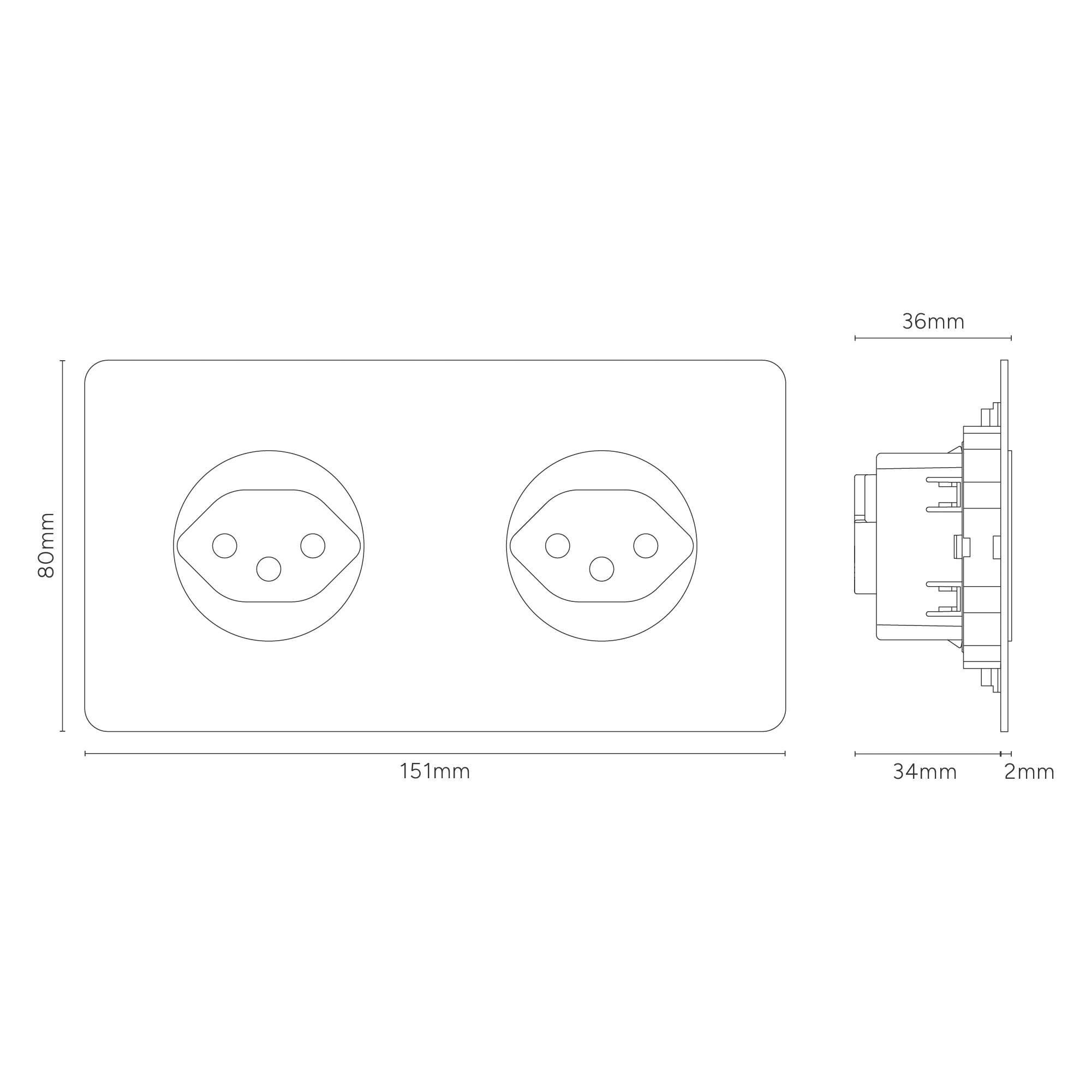 Kew Double 2x Swiss Type J Socket - Antique Brass | Black - Image 4