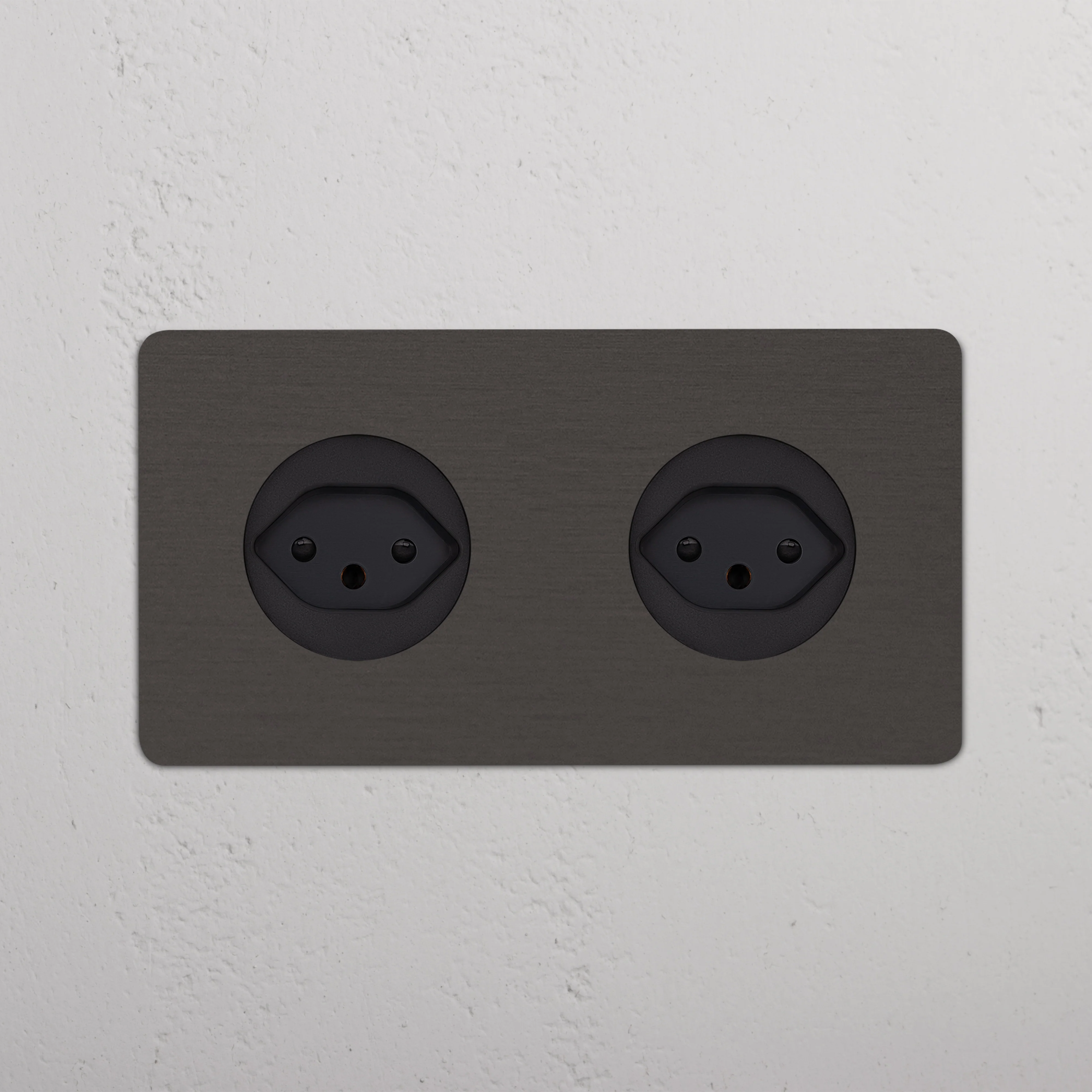 Kew Double 2x Swiss Type J Socket - Bronze | Black - Image 2