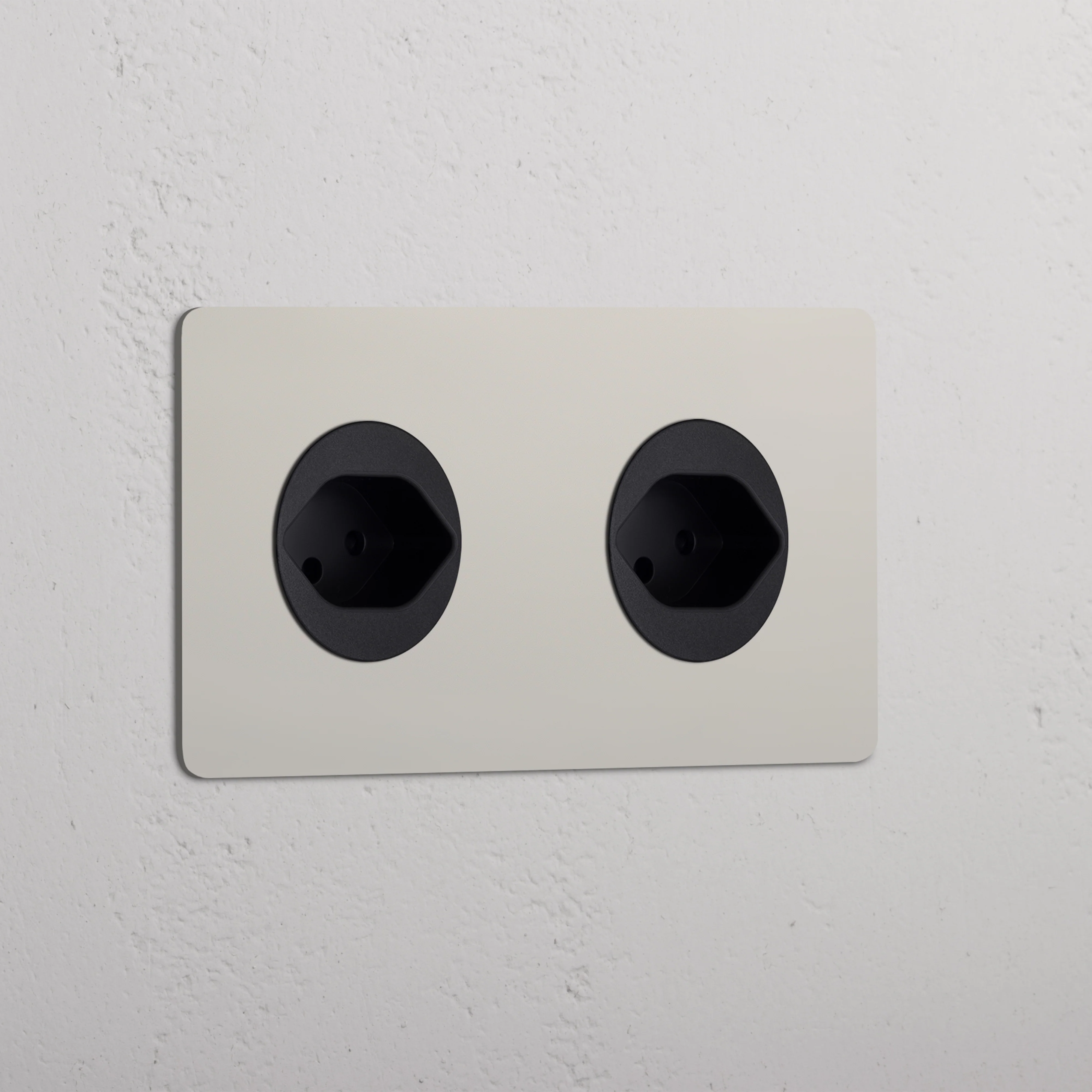 Kew Double 2x Swiss Type J Socket - Polished Nickel | Black