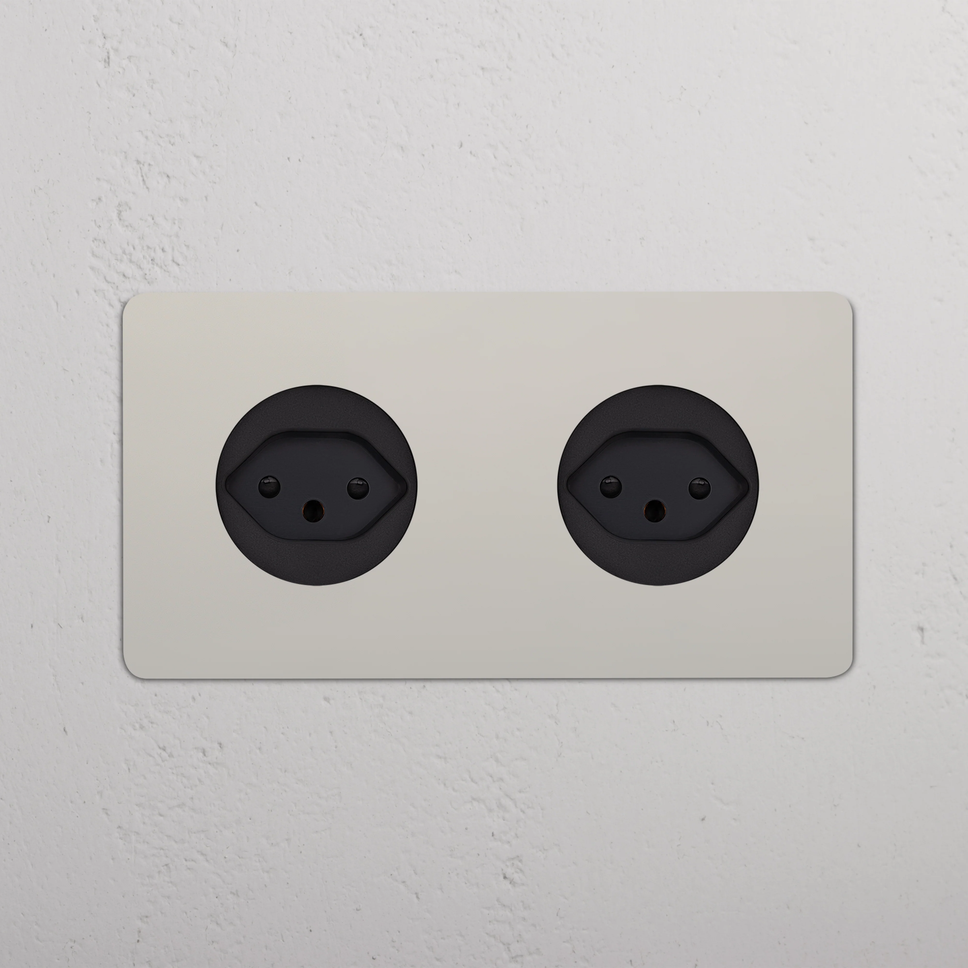 Kew Double 2x Swiss Type J Socket - Polished Nickel | Black - Image 2