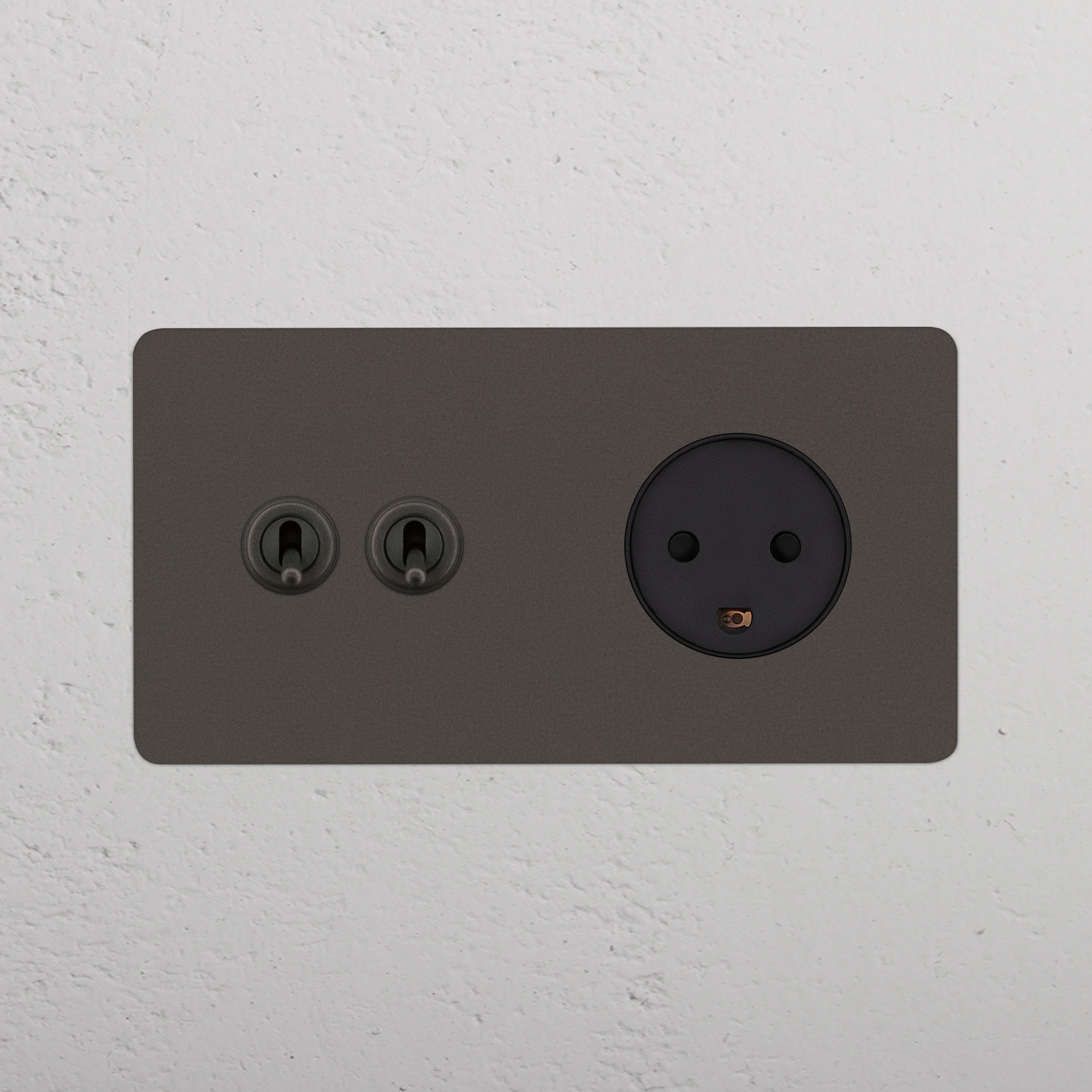 Kew Double 2x Toggle & Danish Type K Socket - Bronze | Black - Image 2