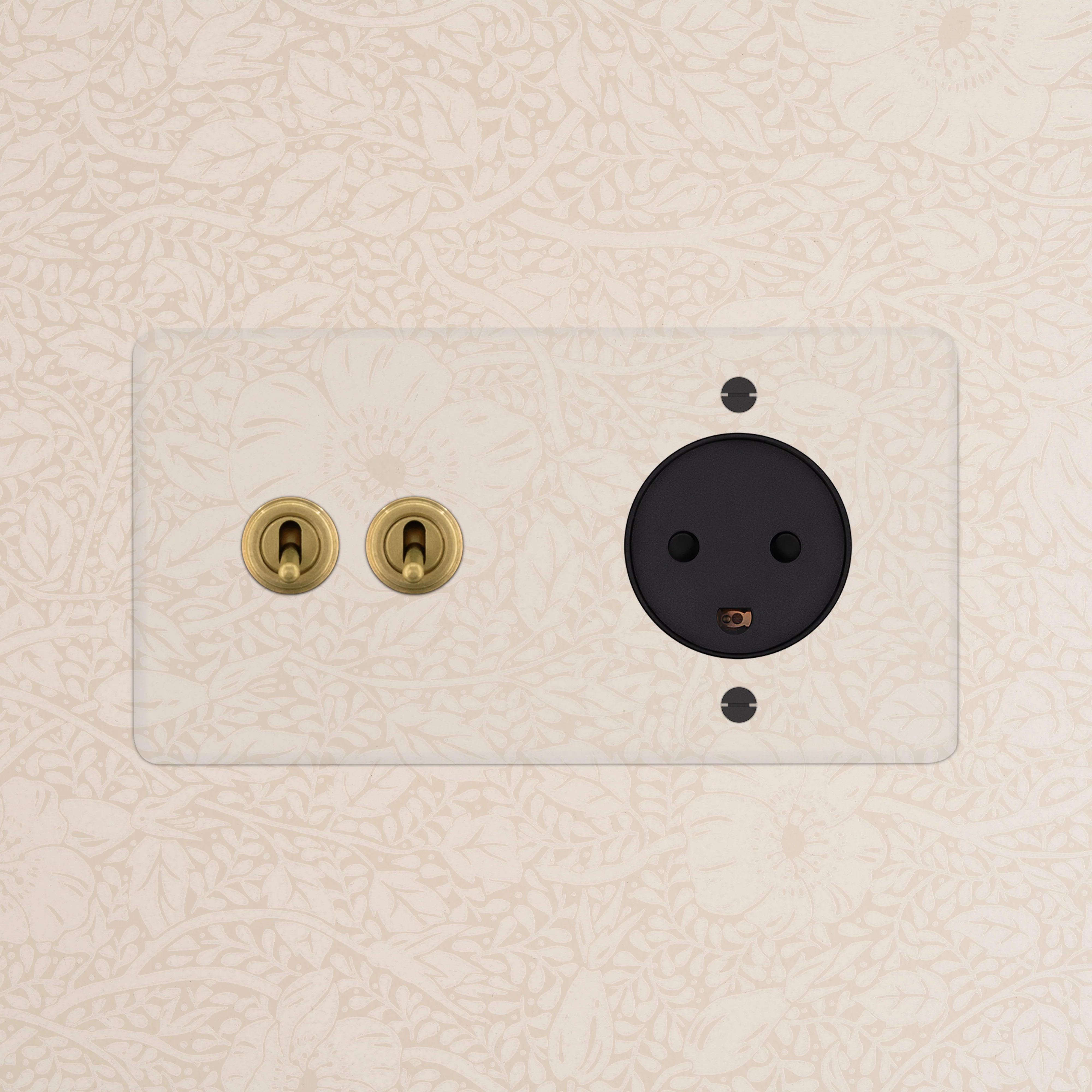 Kew Double 2x Toggle & Danish Type K Socket - Clear Antique Brass | Black - Image 2