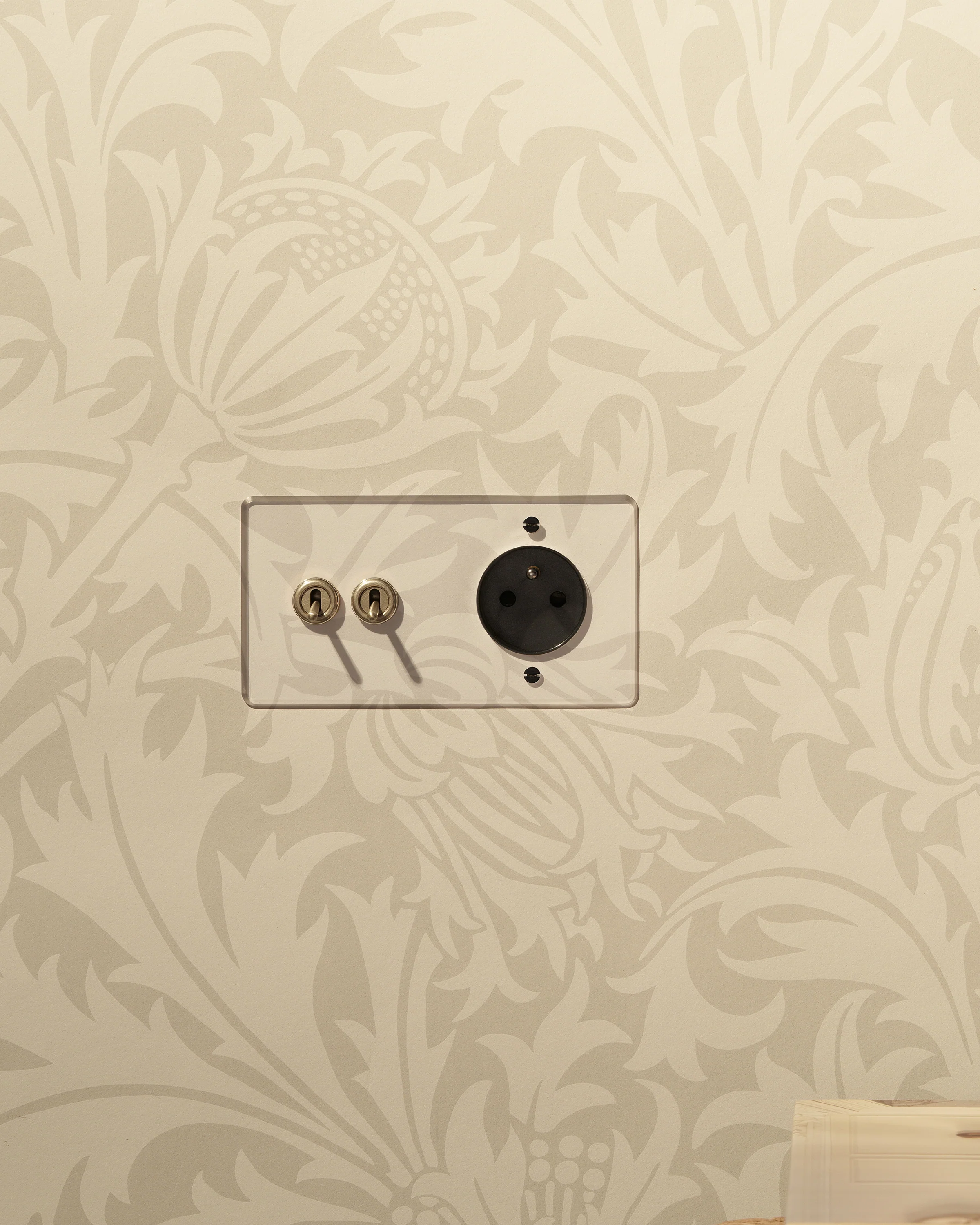 Kew Double 2x Toggle & French/Belgian Type E Socket - Clear Antique Brass | Black - Image 3