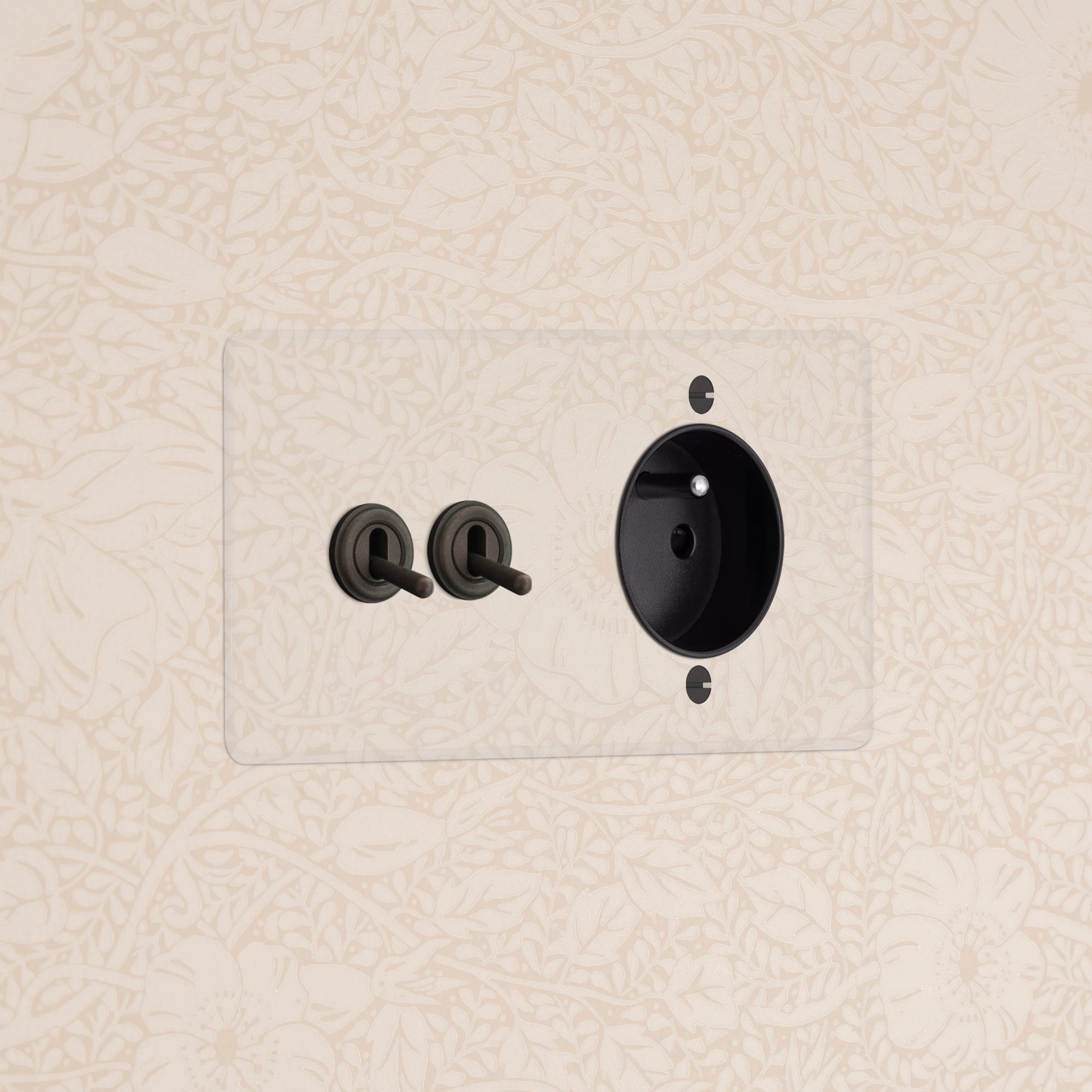 Kew Double 2x Toggle & French/Belgian Type E Socket - Clear Bronze | Black