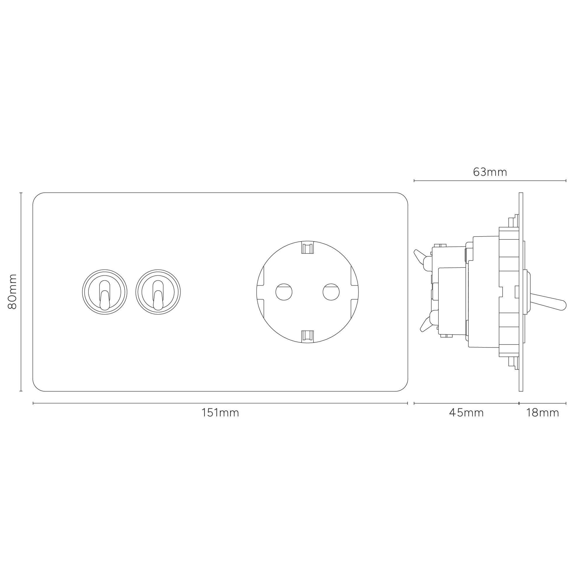 Kew Double 2x Toggle & Schuko Type F Socket - Bronze | Black - Image 4