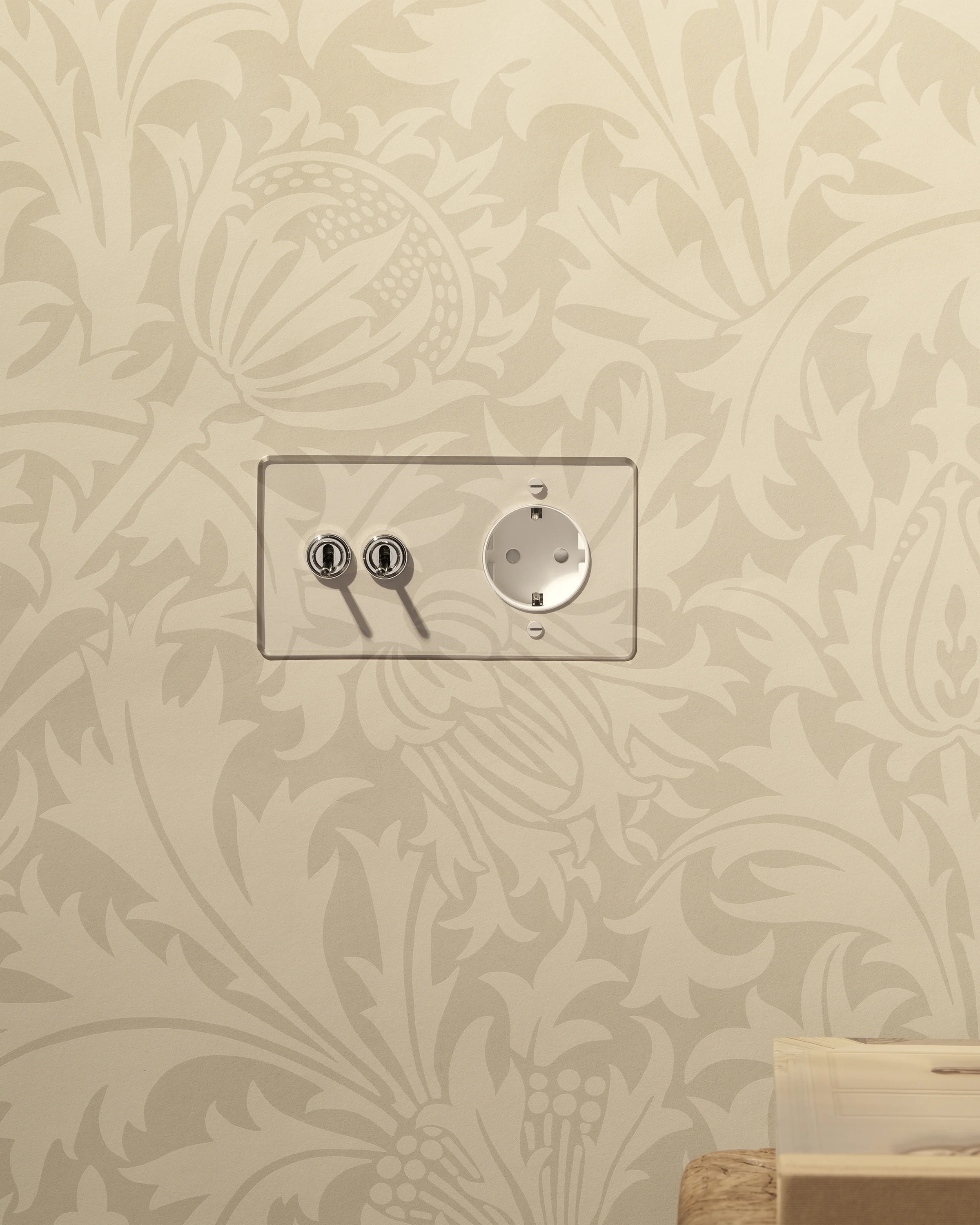Kew Double 2x Toggle & Schuko Type F Socket - Clear Polished Nickel | White - Image 3