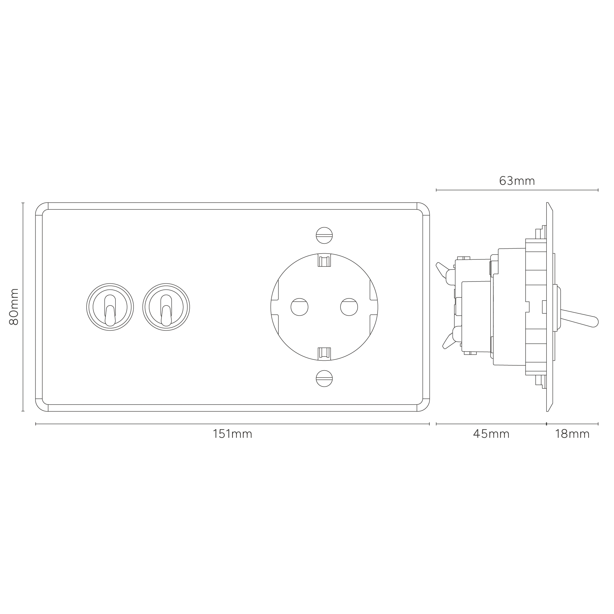 Kew Double 2x Toggle & Schuko Type F Socket - Clear Polished Nickel | White - Image 4