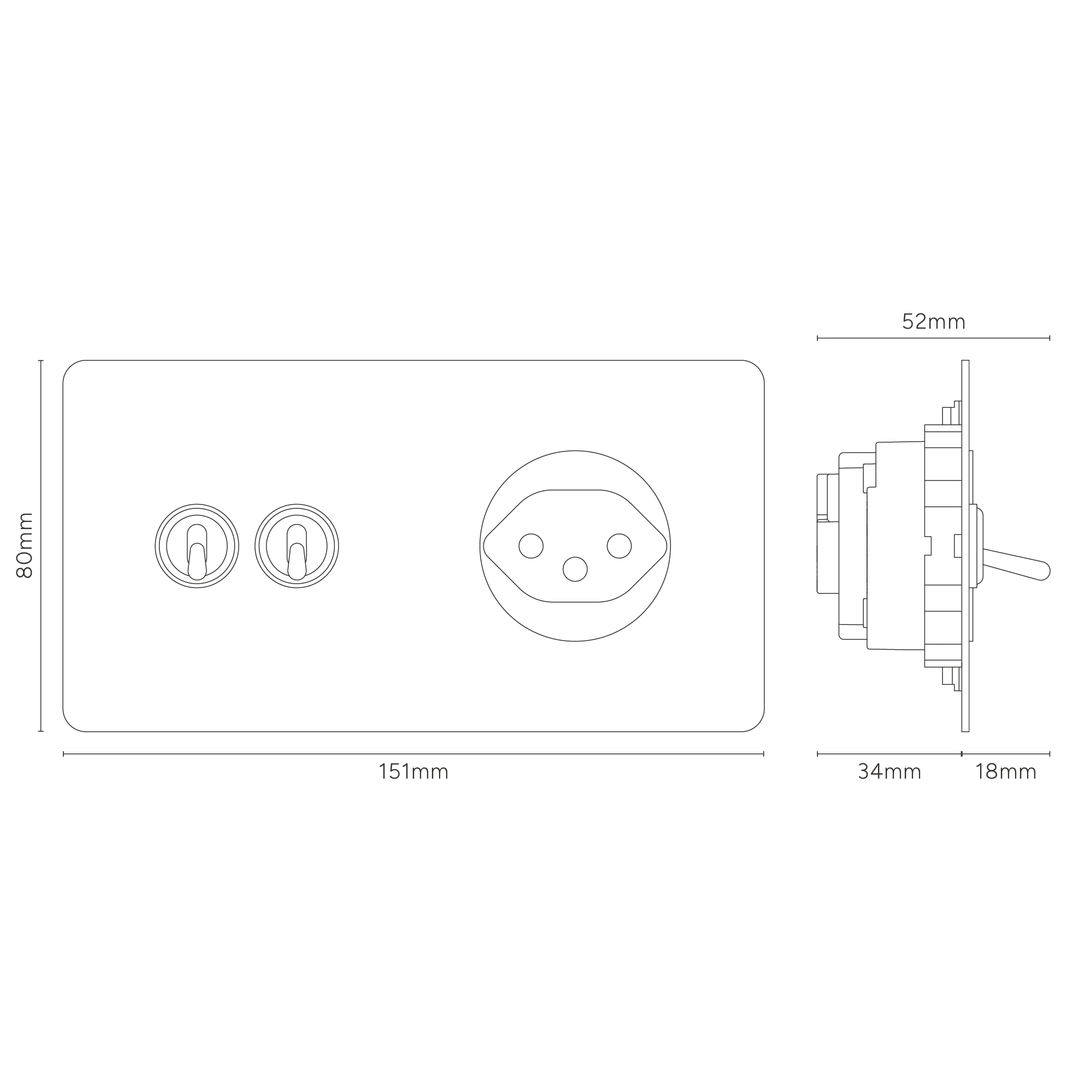 Kew Double 2x Toggle & Swiss Type J Socket - Polished Nickel | White - Image 4