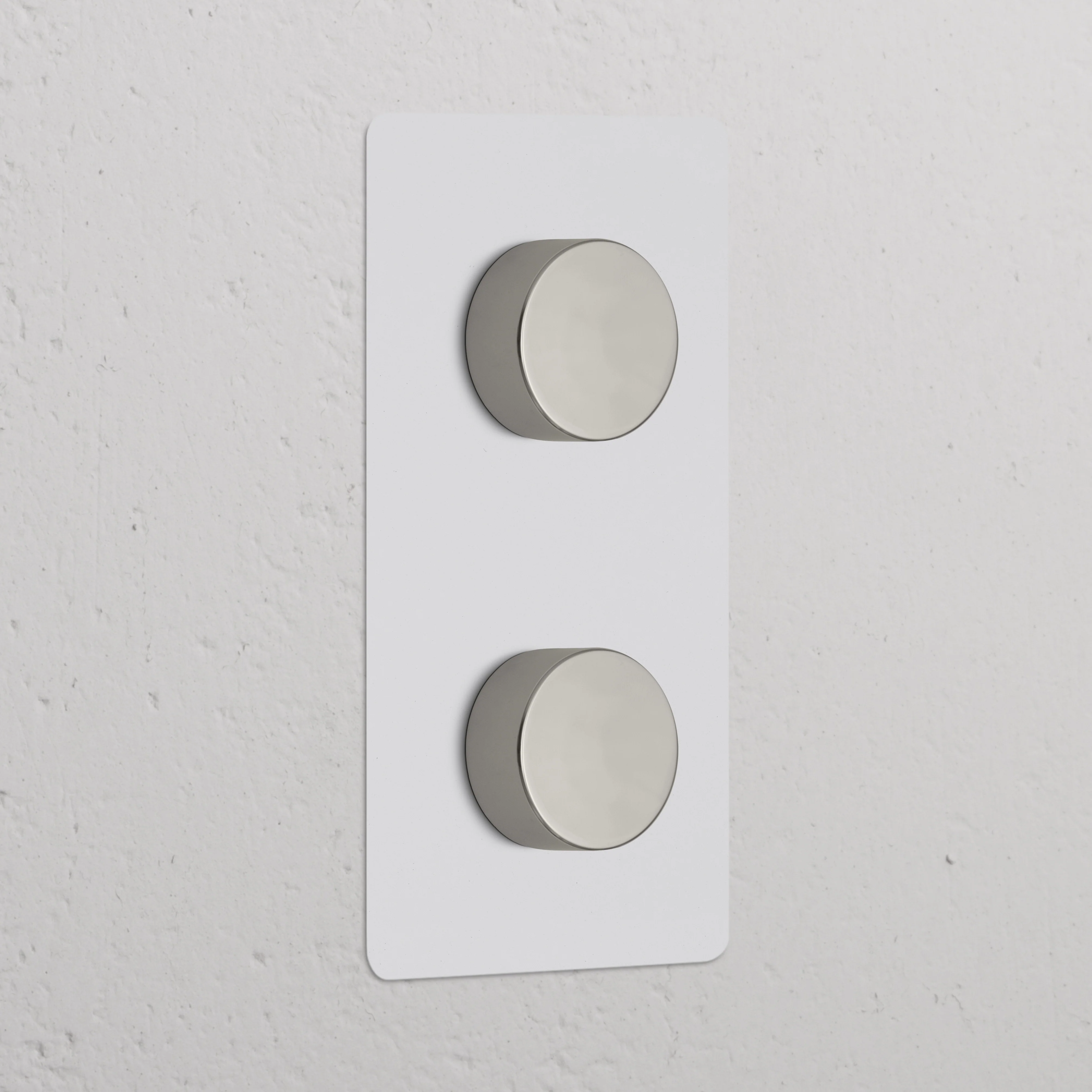 Kew Double 2x Vertical Dimmer Switch - Paintable Polished Nickel