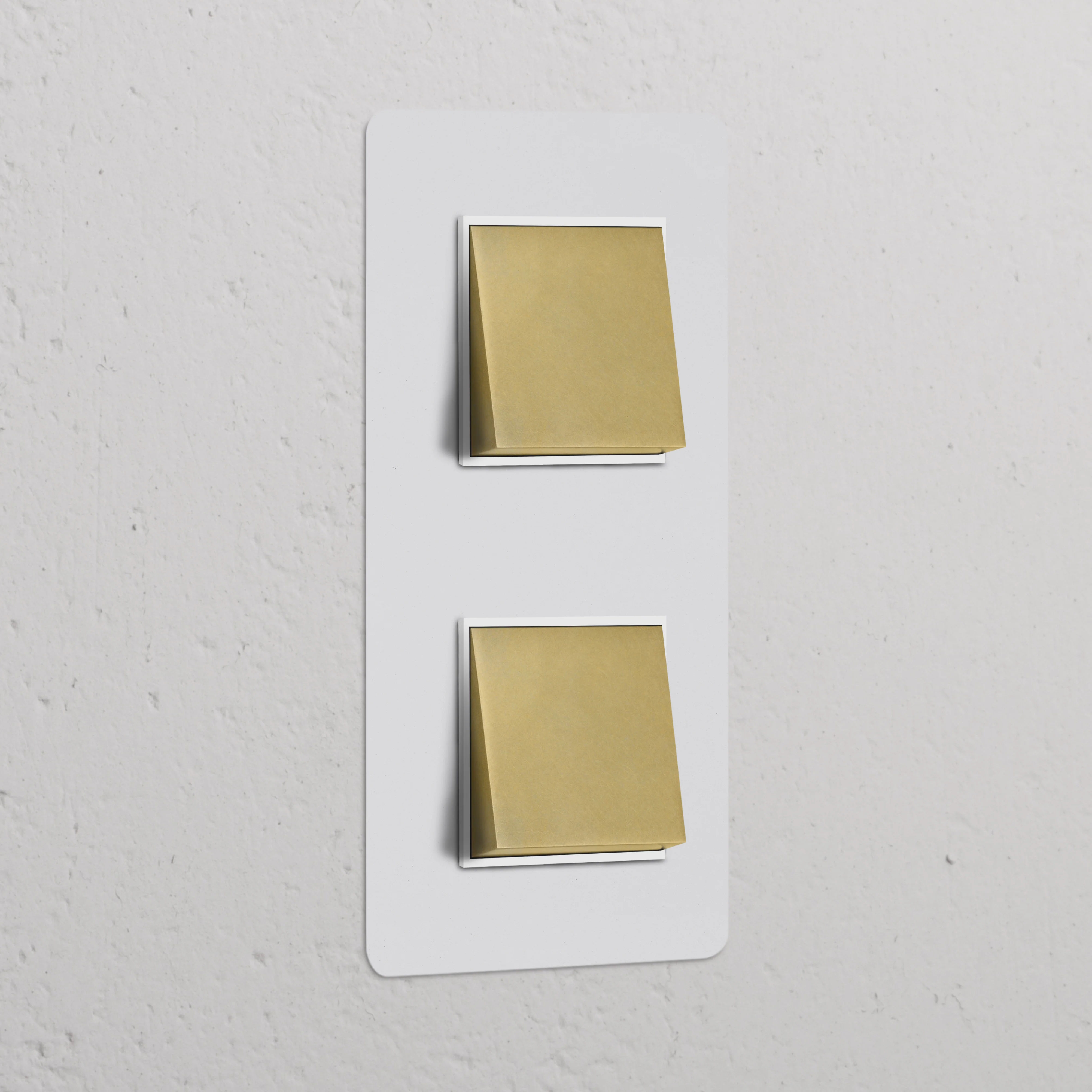 Kew Double 2x Vertical Rocker Switch - Paintable Antique Brass | White