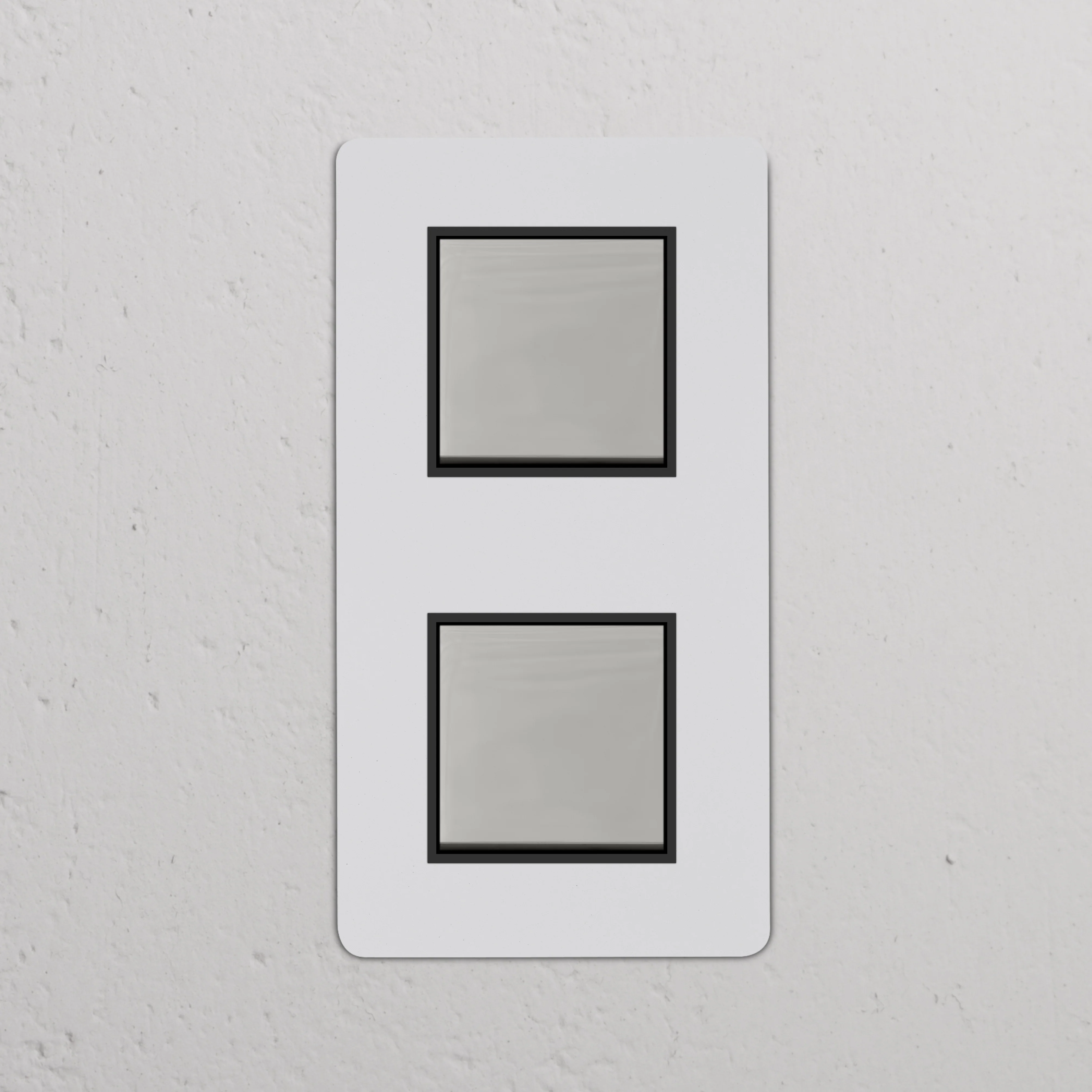 Kew Double 2x Vertical Rocker Switch - Paintable Polished Nickel | Black - Image 2