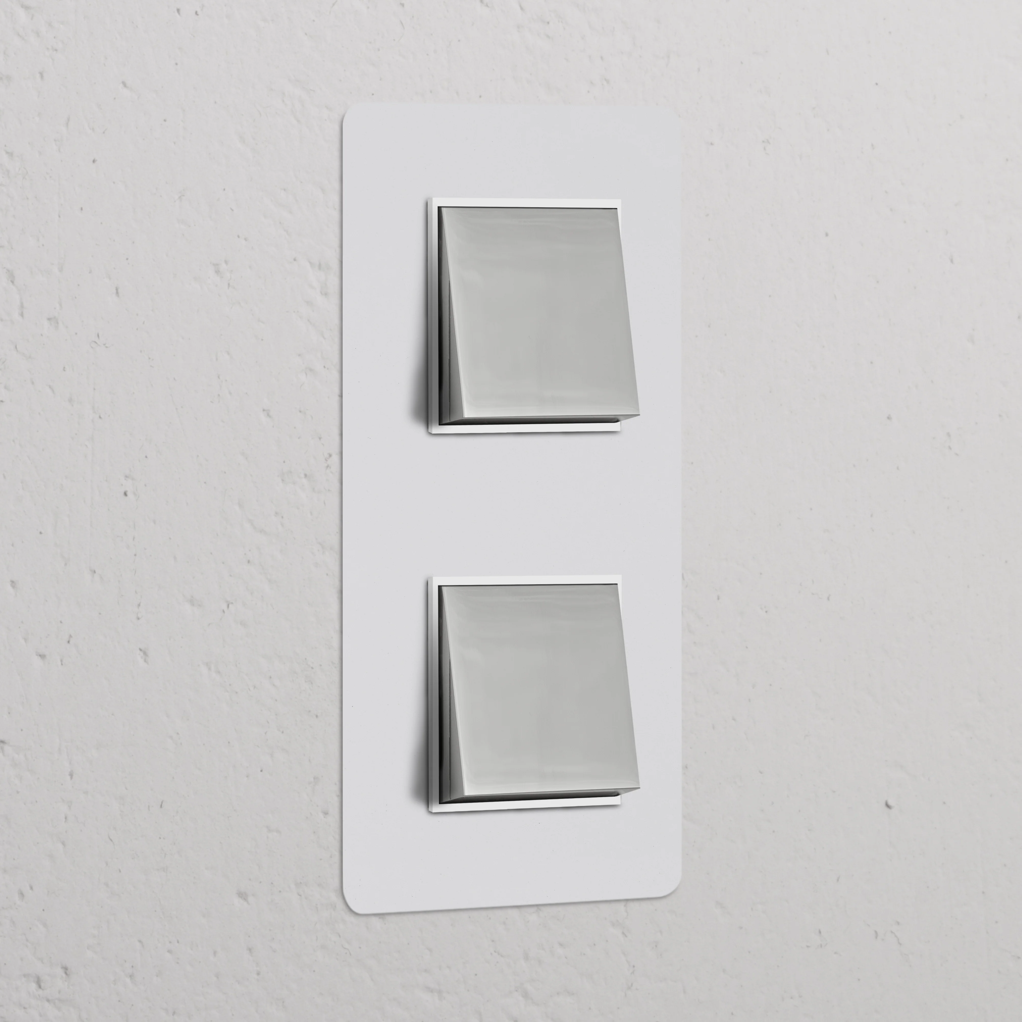 Kew Double 2x Vertical Rocker Switch - Paintable Polished Nickel | White